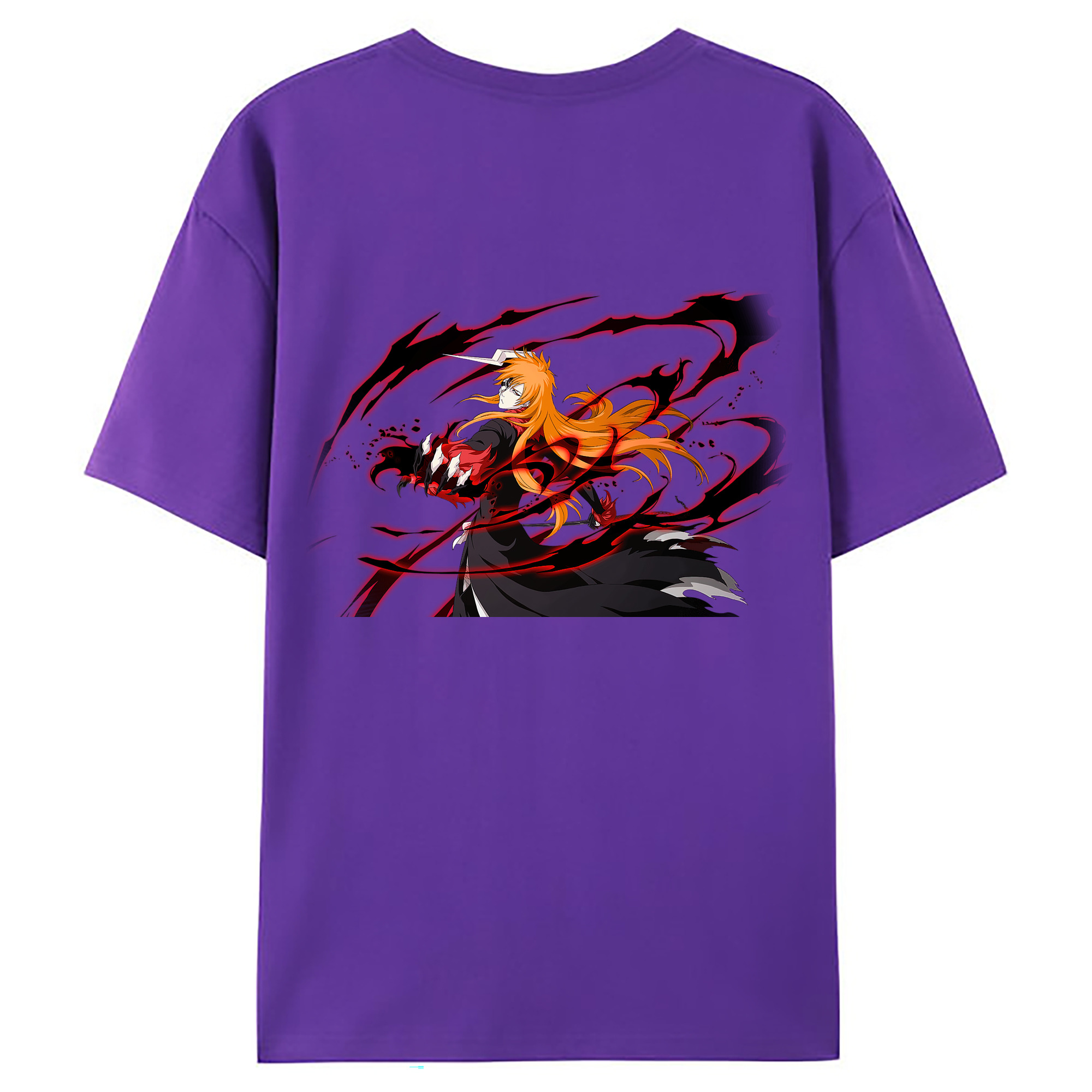 （画像用） ブリーチ 黒崎一護（くろさき いちご）BLEACH Kurosaki Ichigo 綿100％ メンズ半袖Tシャツ（バックプリント） 通気性