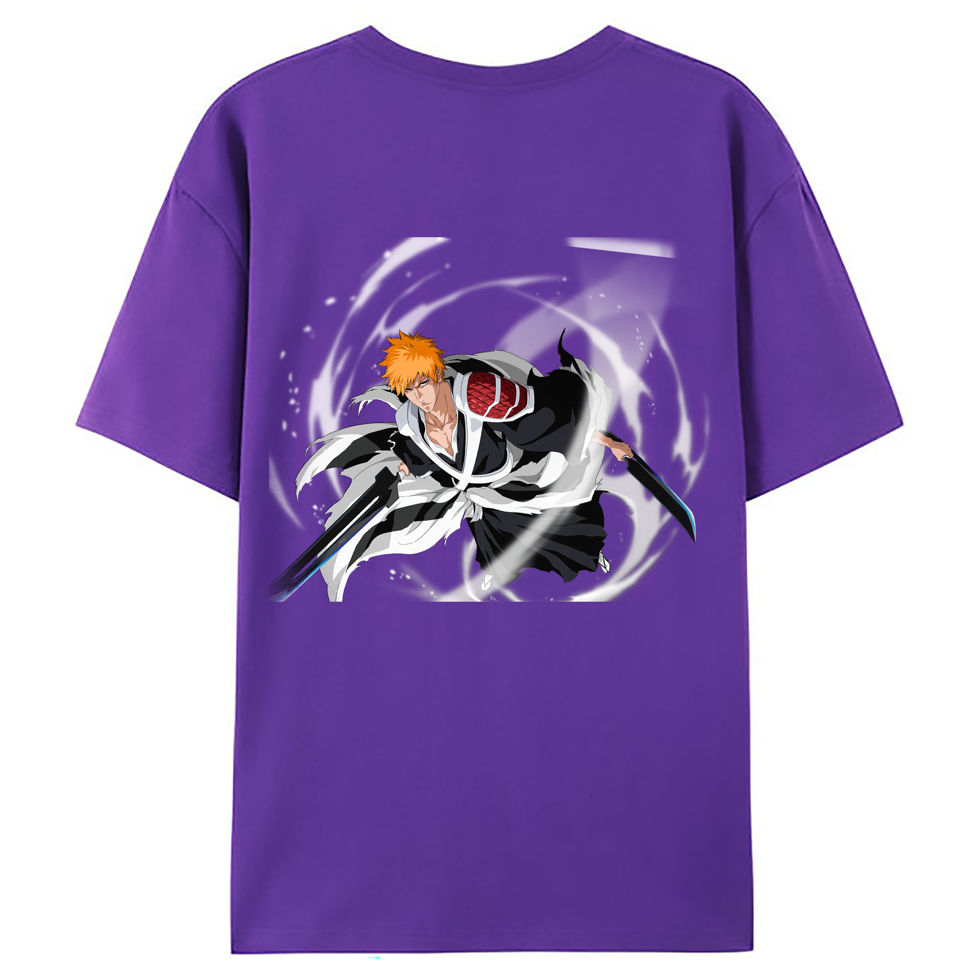 （画像用） ブリーチ 黒崎一護（くろさき いちご）BLEACH Kurosaki Ichigo 綿100％ メンズ半袖Tシャツ（バックプリント） 通気性