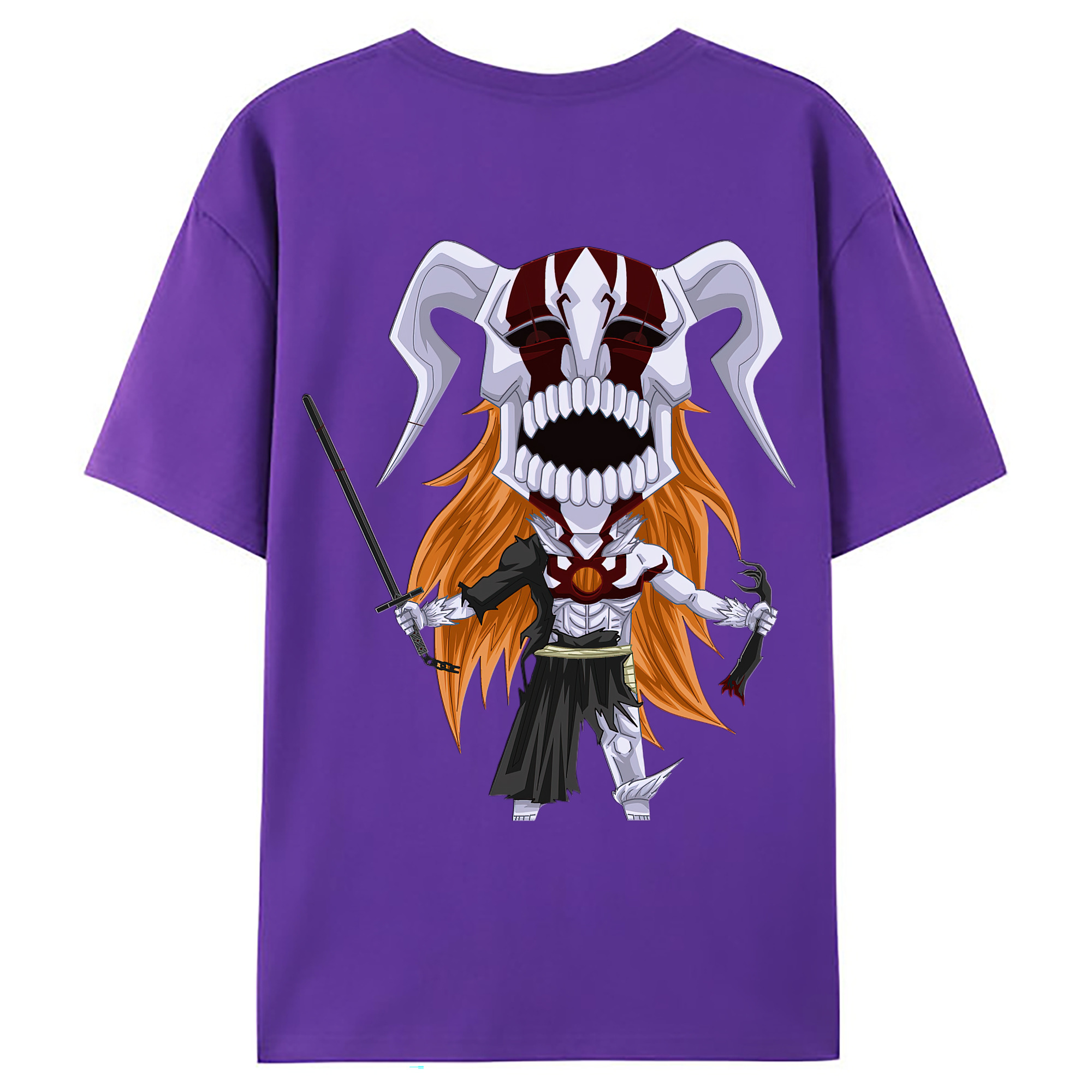 （画像用） ブリーチ 黒崎一護（くろさき いちご）BLEACH Kurosaki Ichigo 綿100％ メンズ半袖Tシャツ（バックプリント） 通気性