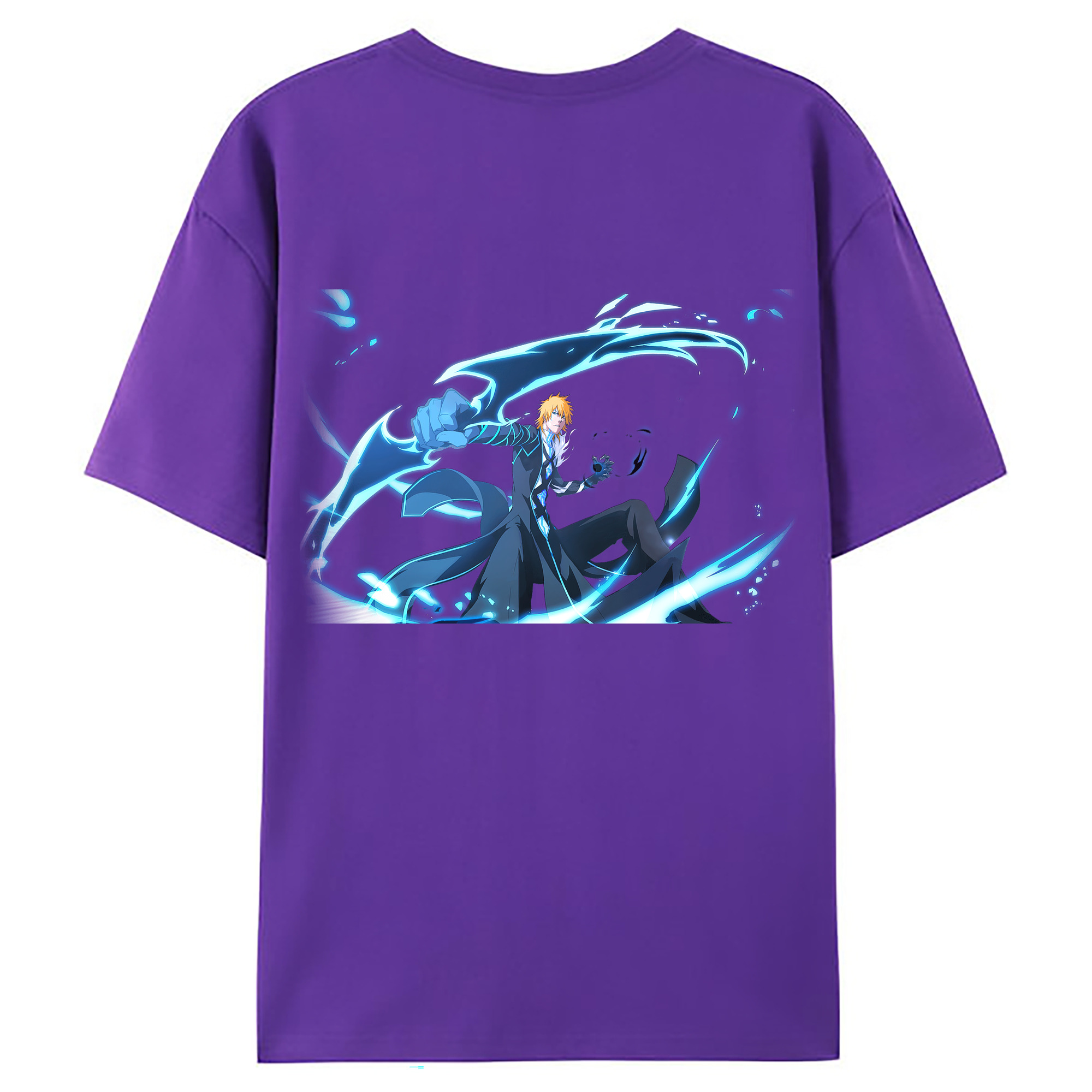 （画像用） ブリーチ 黒崎一護（くろさき いちご）BLEACH Kurosaki Ichigo 綿100％ メンズ半袖Tシャツ（バックプリント） 通気性