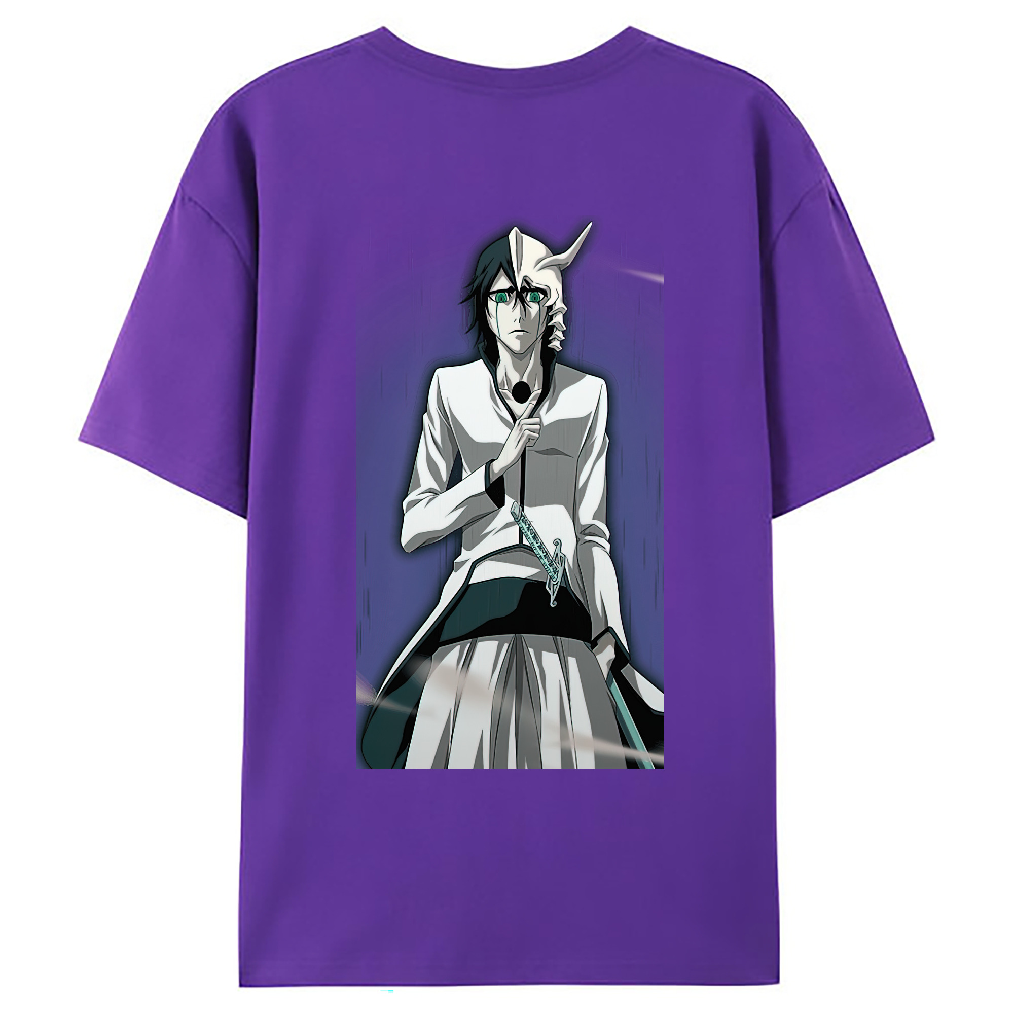 （画像用） ブリーチ ウルキオラ·シファー BLEACH Ulquiorra cifer 綿100％ メンズ半袖Tシャツ（バックプリント） 通気性