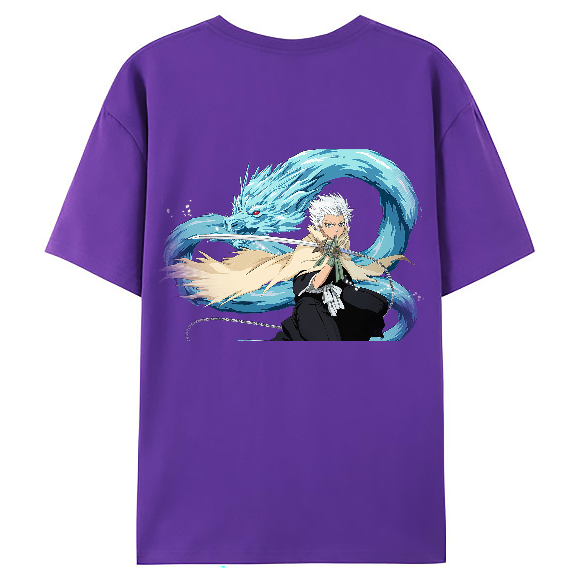（画像用） ブリーチ 日番谷冬獅郎（ひつがや とうしろう） BLEACH Hitsugaya Toushirou 綿100％ メンズ半袖Tシャツ（バックプリント） 通気性