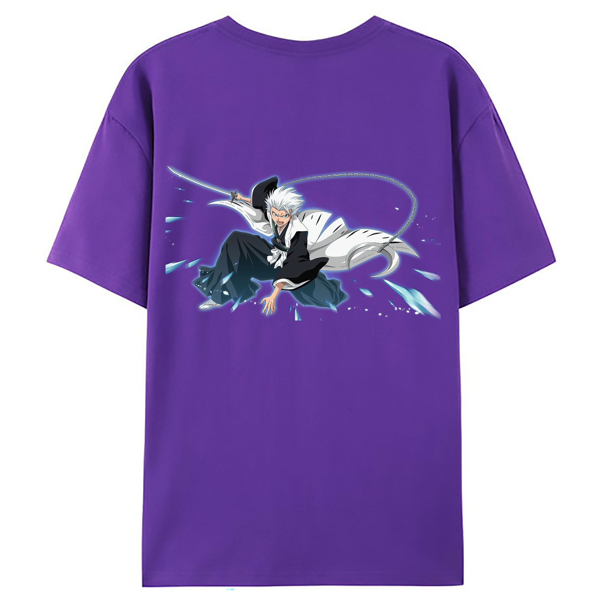 （画像用） ブリーチ 日番谷冬獅郎（ひつがや とうしろう） BLEACH Hitsugaya Toushirou 綿100％ メンズ半袖Tシャツ（バックプリント） 通気性