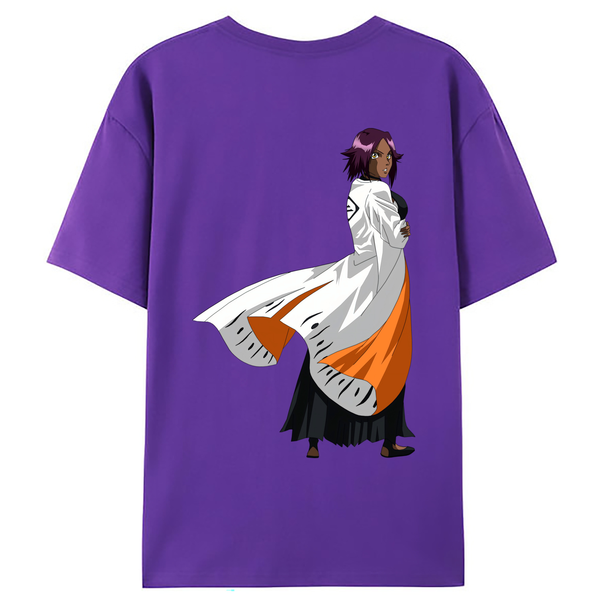 （画像用） ブリーチ 四楓院 夜一（しほういん よるいち） BLEACH Shihouin Yoruichi 綿100％ メンズ半袖Tシャツ（バックプリント） 通気性
