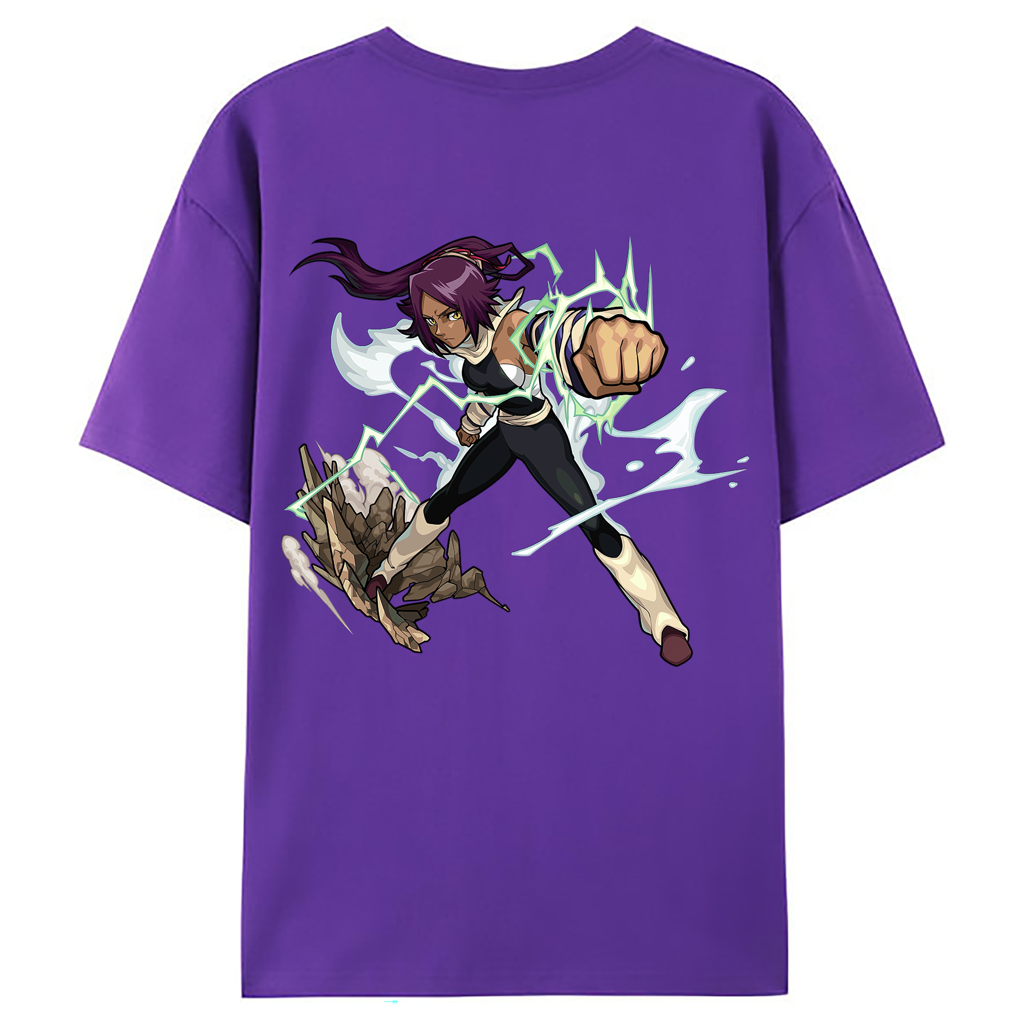 （画像用） ブリーチ 四楓院 夜一（しほういん よるいち） BLEACH Shihouin Yoruichi 綿100％ メンズ半袖Tシャツ（バックプリント） 通気性