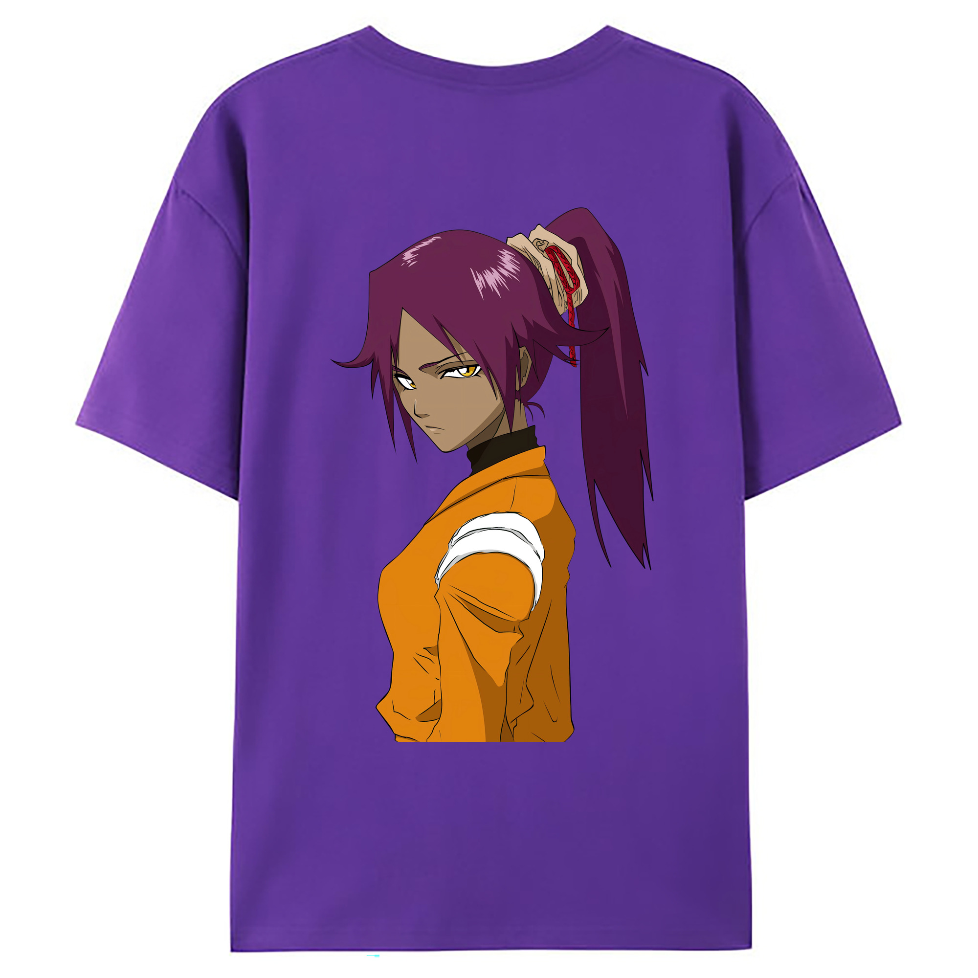 （画像用） ブリーチ 四楓院 夜一（しほういん よるいち） BLEACH Shihouin Yoruichi 綿100％ メンズ半袖Tシャツ（バックプリント） 通気性