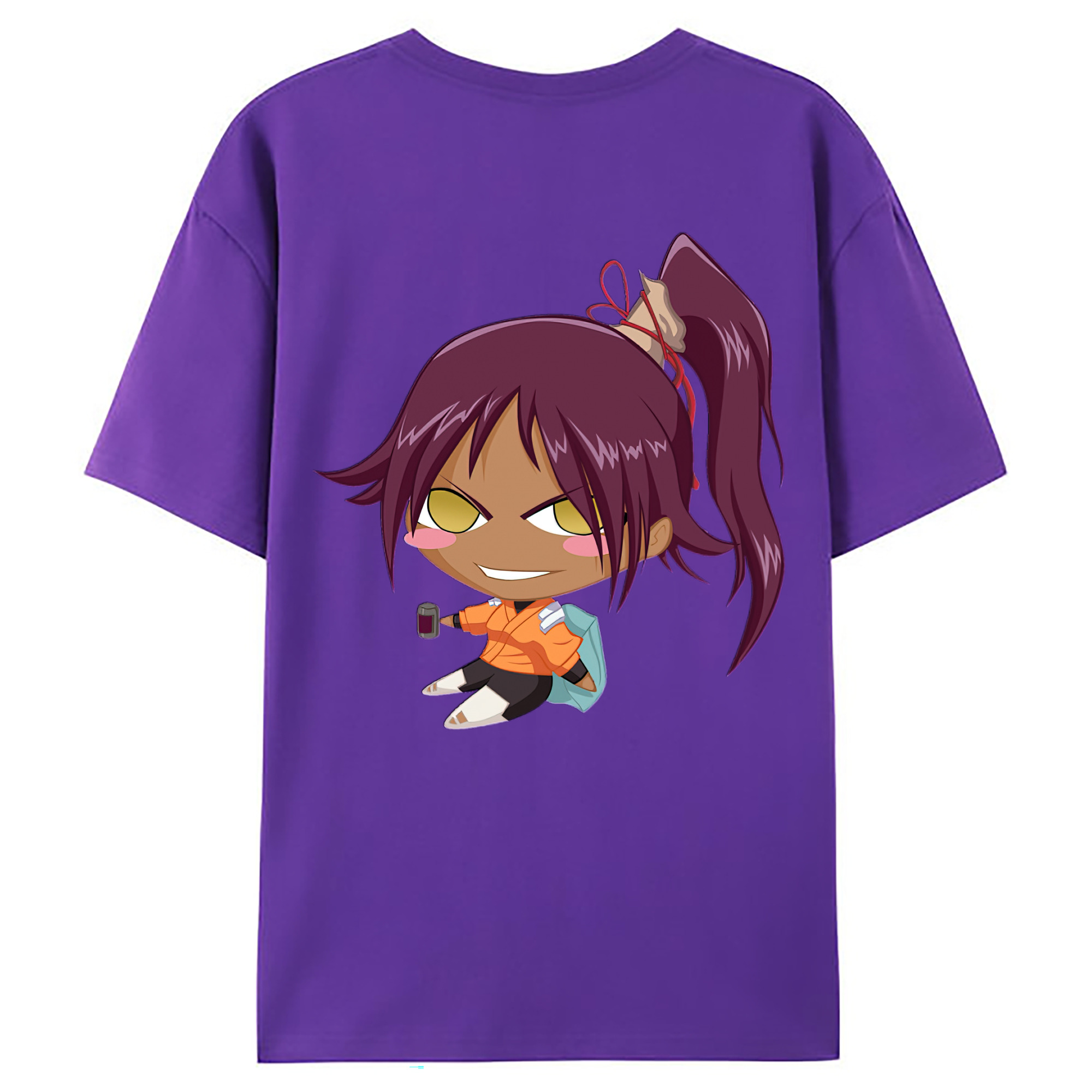 （画像用） ブリーチ 四楓院 夜一（しほういん よるいち） BLEACH Shihouin Yoruichi 綿100％ メンズ半袖Tシャツ（バックプリント） 通気性