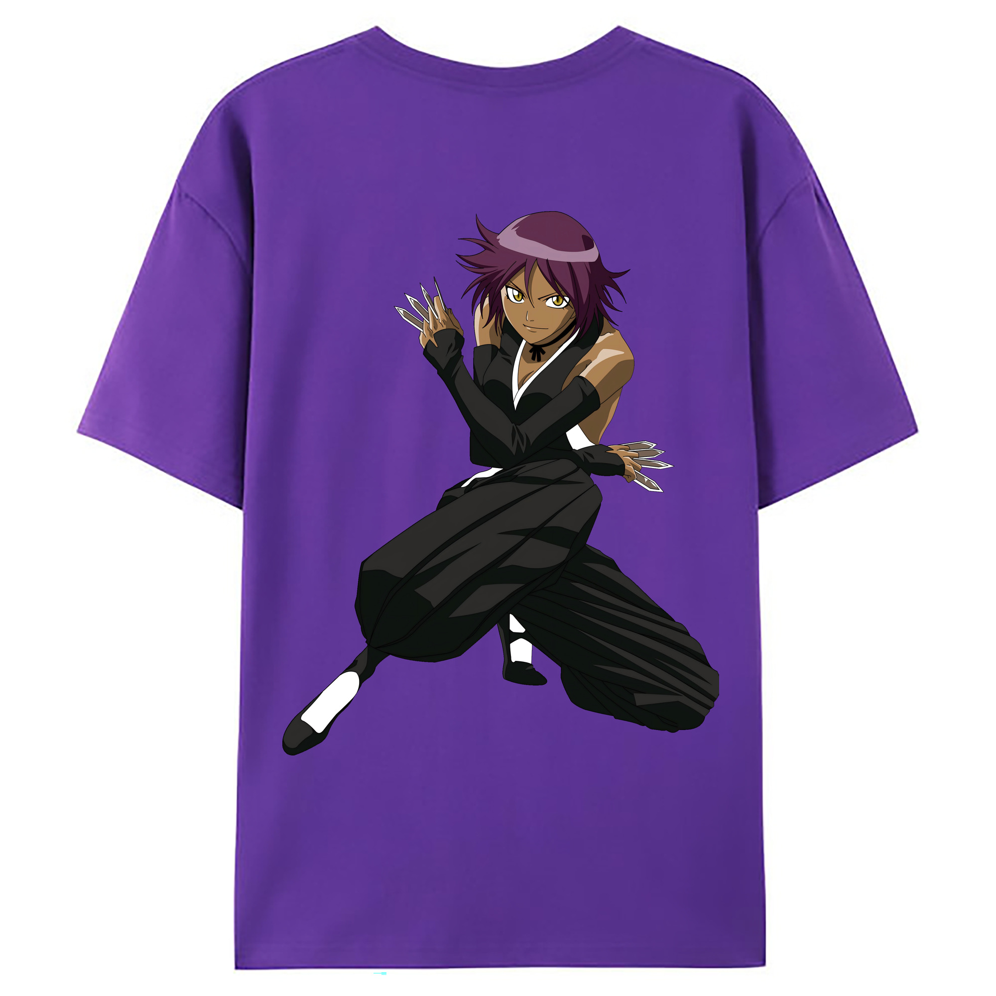 （画像用） ブリーチ 四楓院 夜一（しほういん よるいち） BLEACH Shihouin Yoruichi 綿100％ メンズ半袖Tシャツ（バックプリント） 通気性
