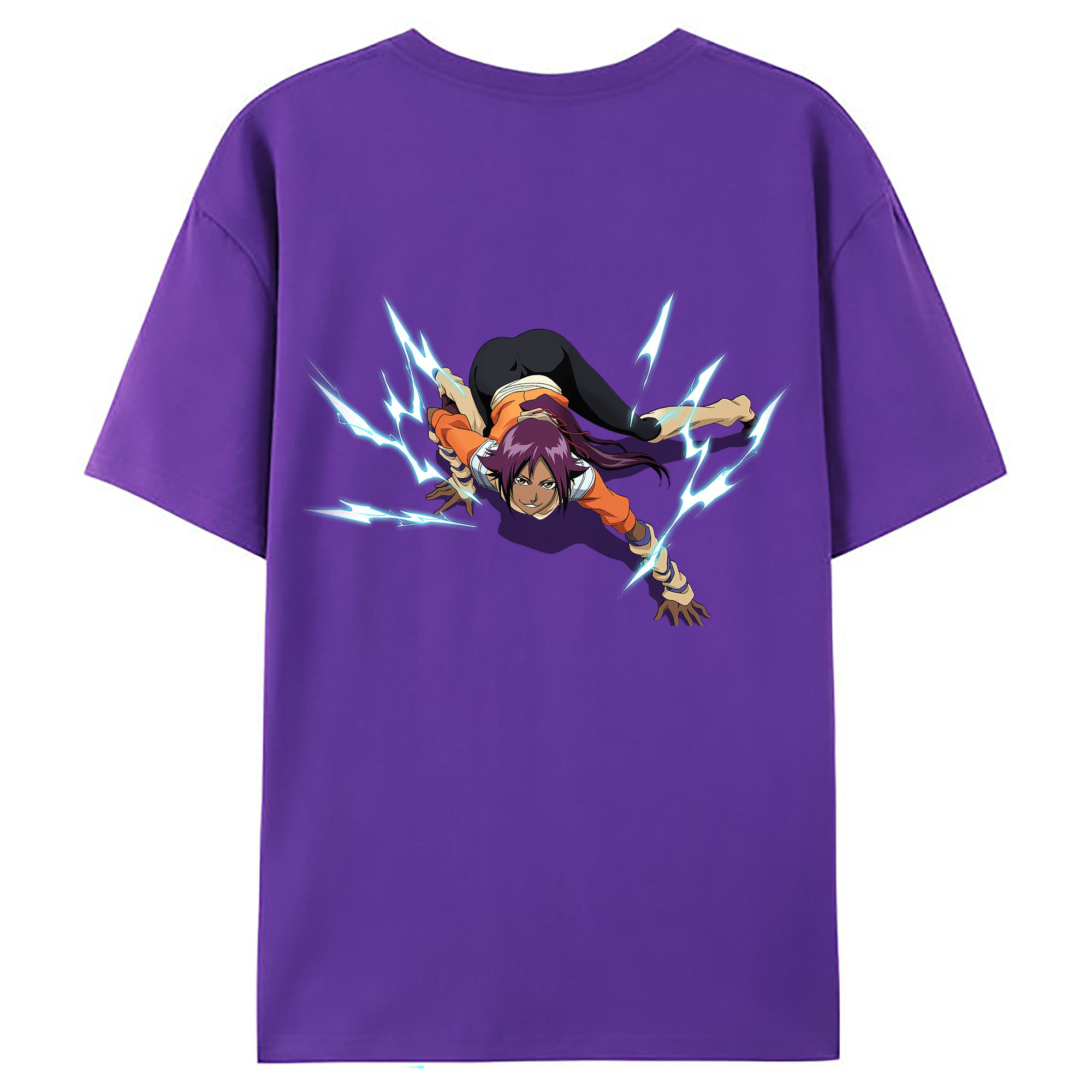 （画像用） ブリーチ 四楓院 夜一（しほういん よるいち） BLEACH Shihouin Yoruichi 綿100％ メンズ半袖Tシャツ（バックプリント） 通気性