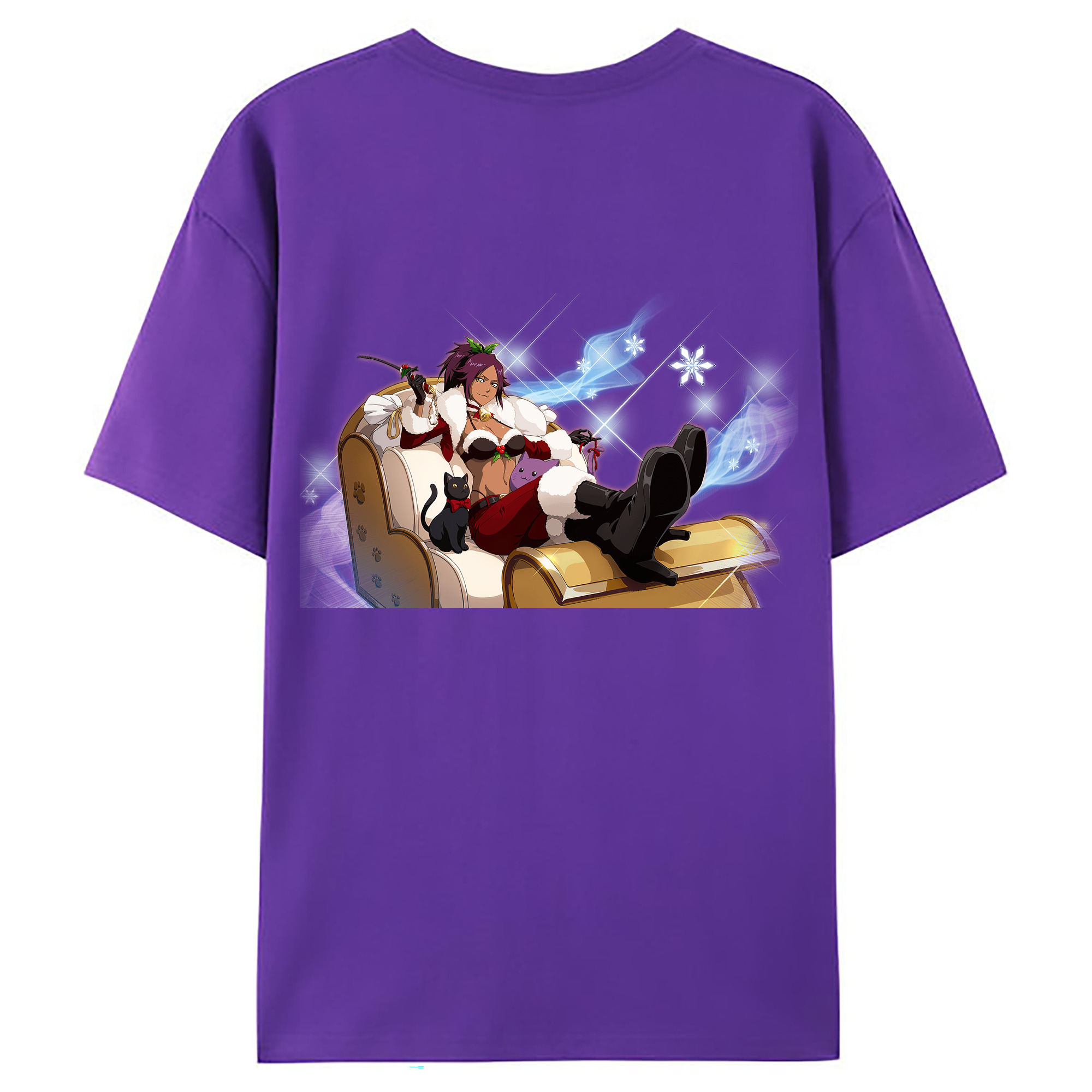 （画像用） ブリーチ 四楓院 夜一（しほういん よるいち） BLEACH Shihouin Yoruichi 綿100％ メンズ半袖Tシャツ（バックプリント） 通気性