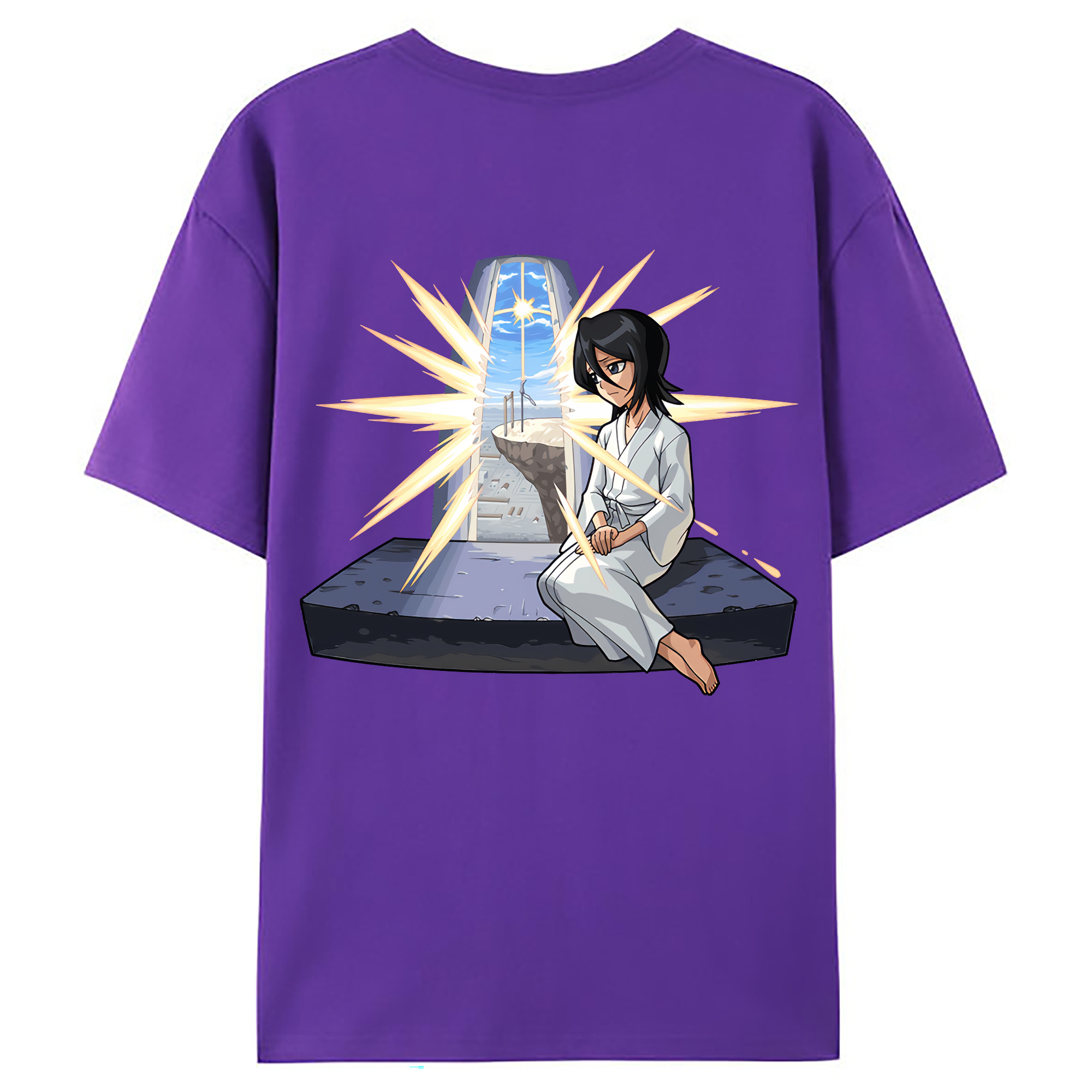 （画像用） ブリーチ 朽木ルキア BLEACH Kuchiki Rukia 綿100％ メンズ半袖Tシャツ（バックプリント） 通気性