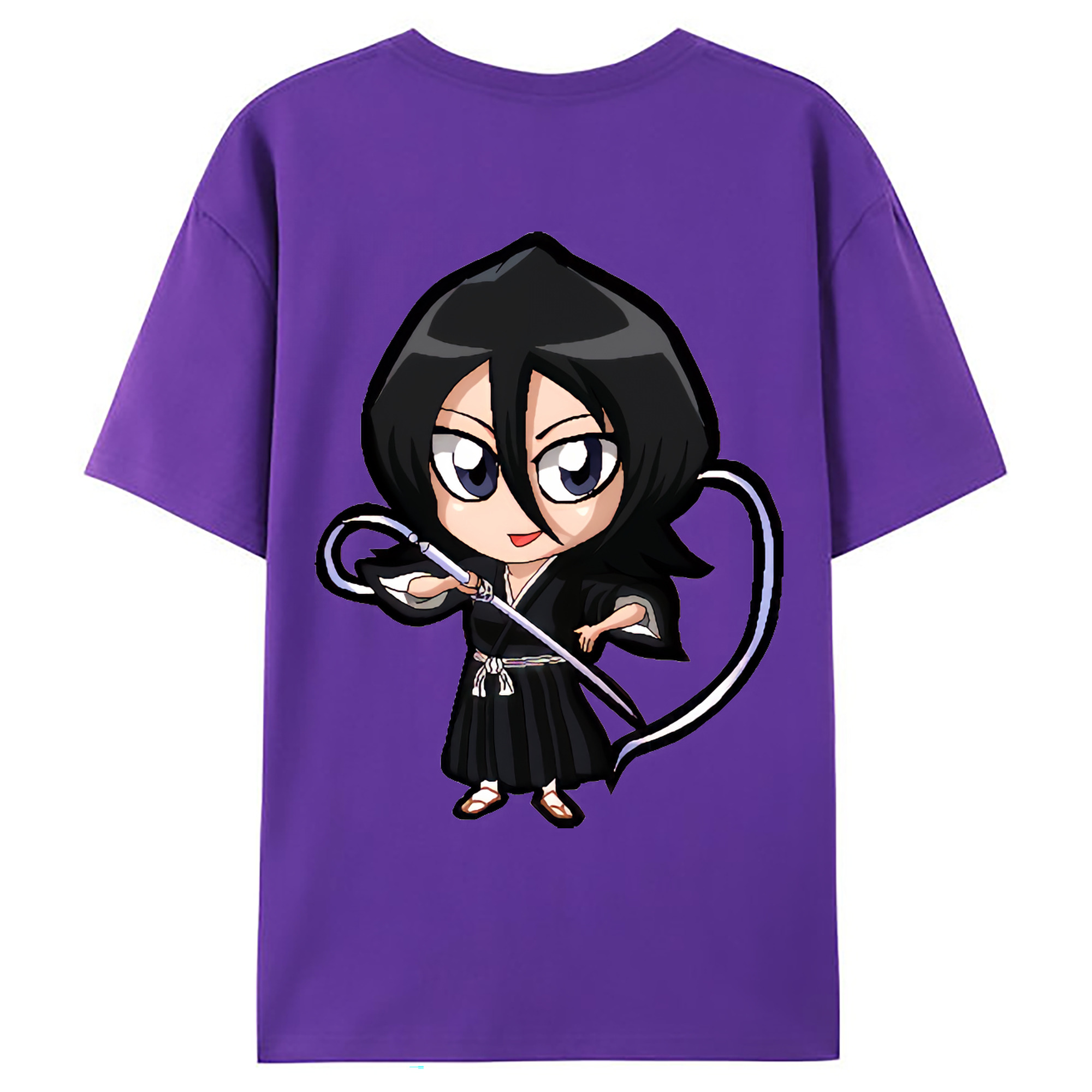 （画像用） ブリーチ 朽木ルキア BLEACH Kuchiki Rukia 綿100％ メンズ半袖Tシャツ（バックプリント） 通気性