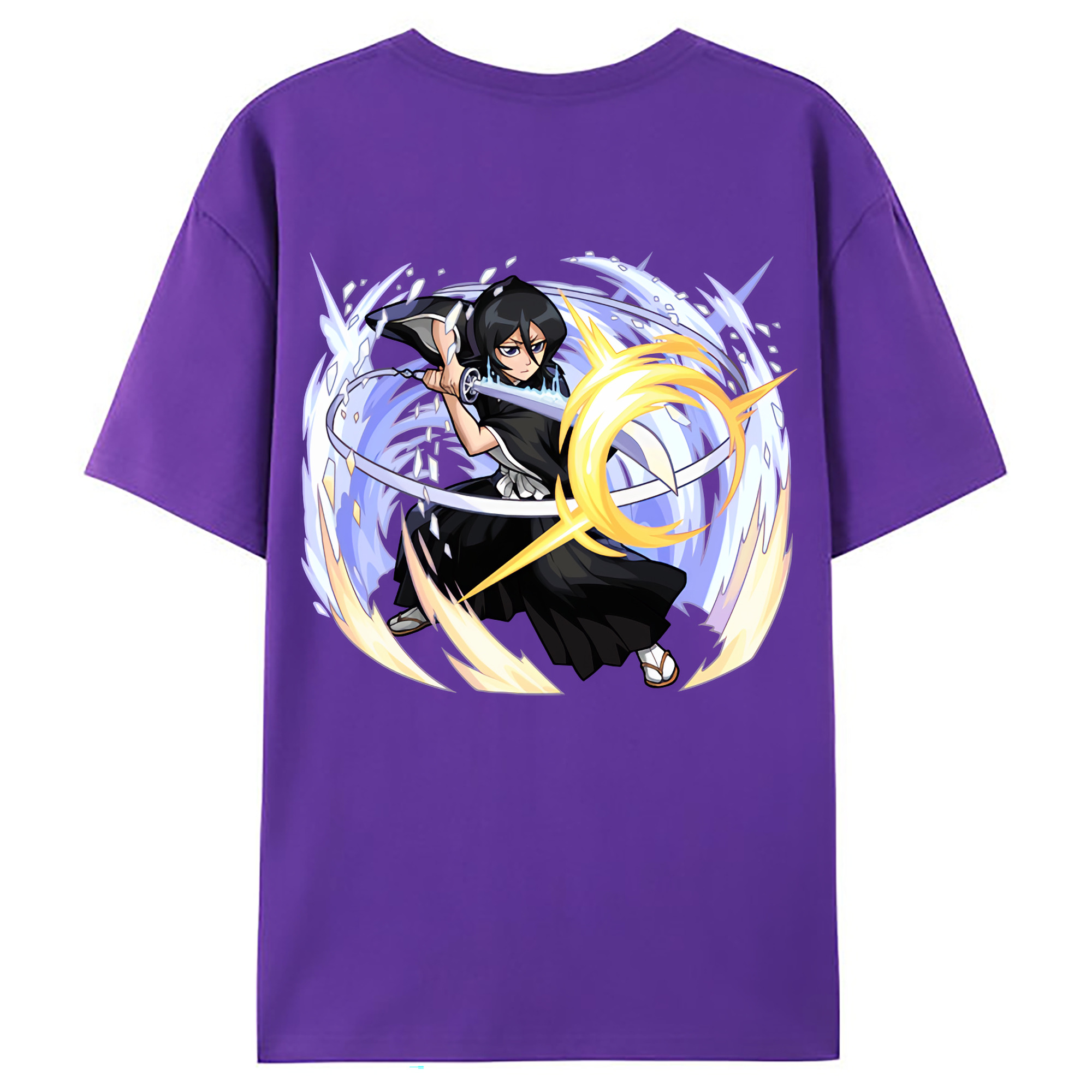 （画像用） ブリーチ 朽木ルキア BLEACH Kuchiki Rukia 綿100％ メンズ半袖Tシャツ（バックプリント） 通気性