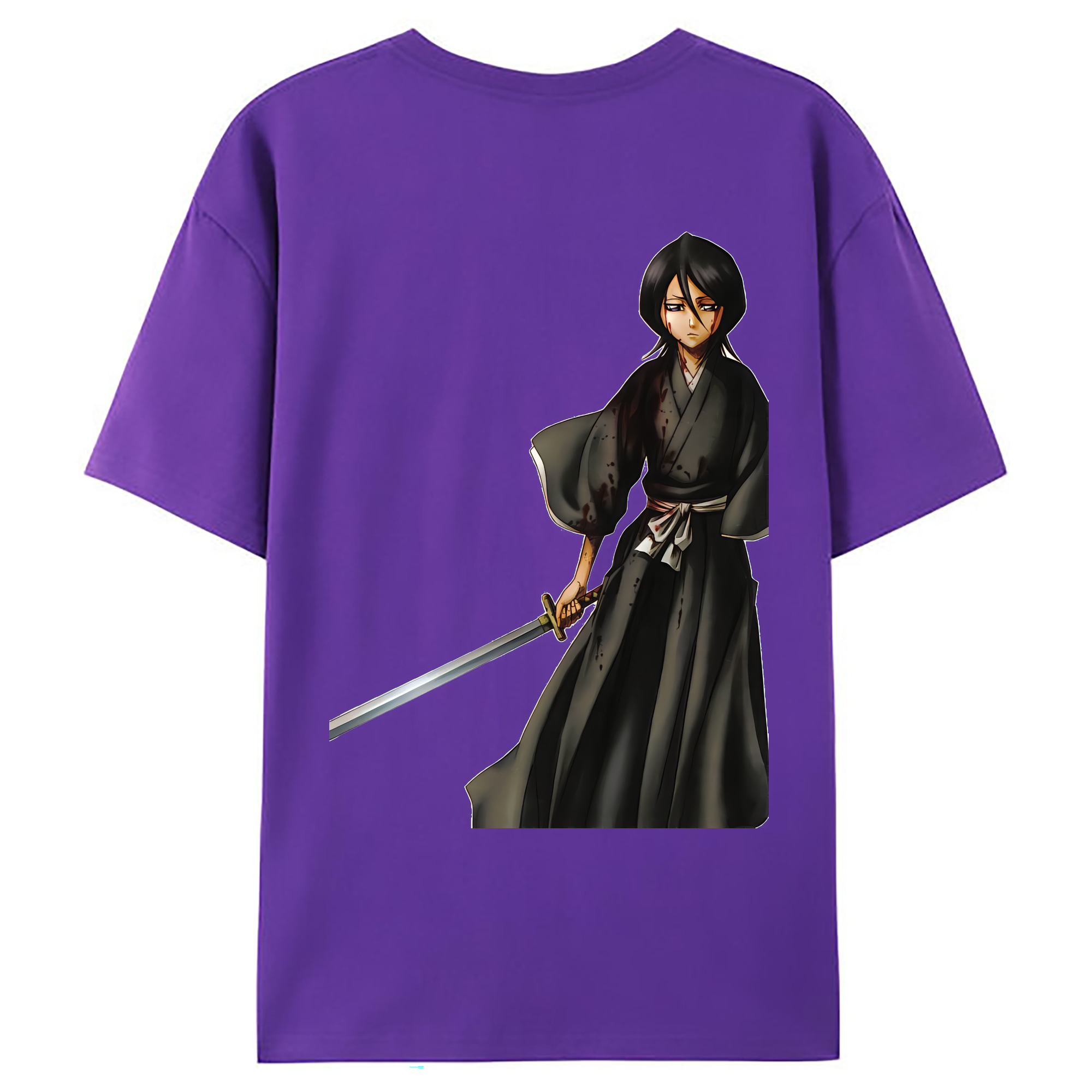 （画像用） ブリーチ 朽木ルキア BLEACH Kuchiki Rukia 綿100％ メンズ半袖Tシャツ（バックプリント） 通気性