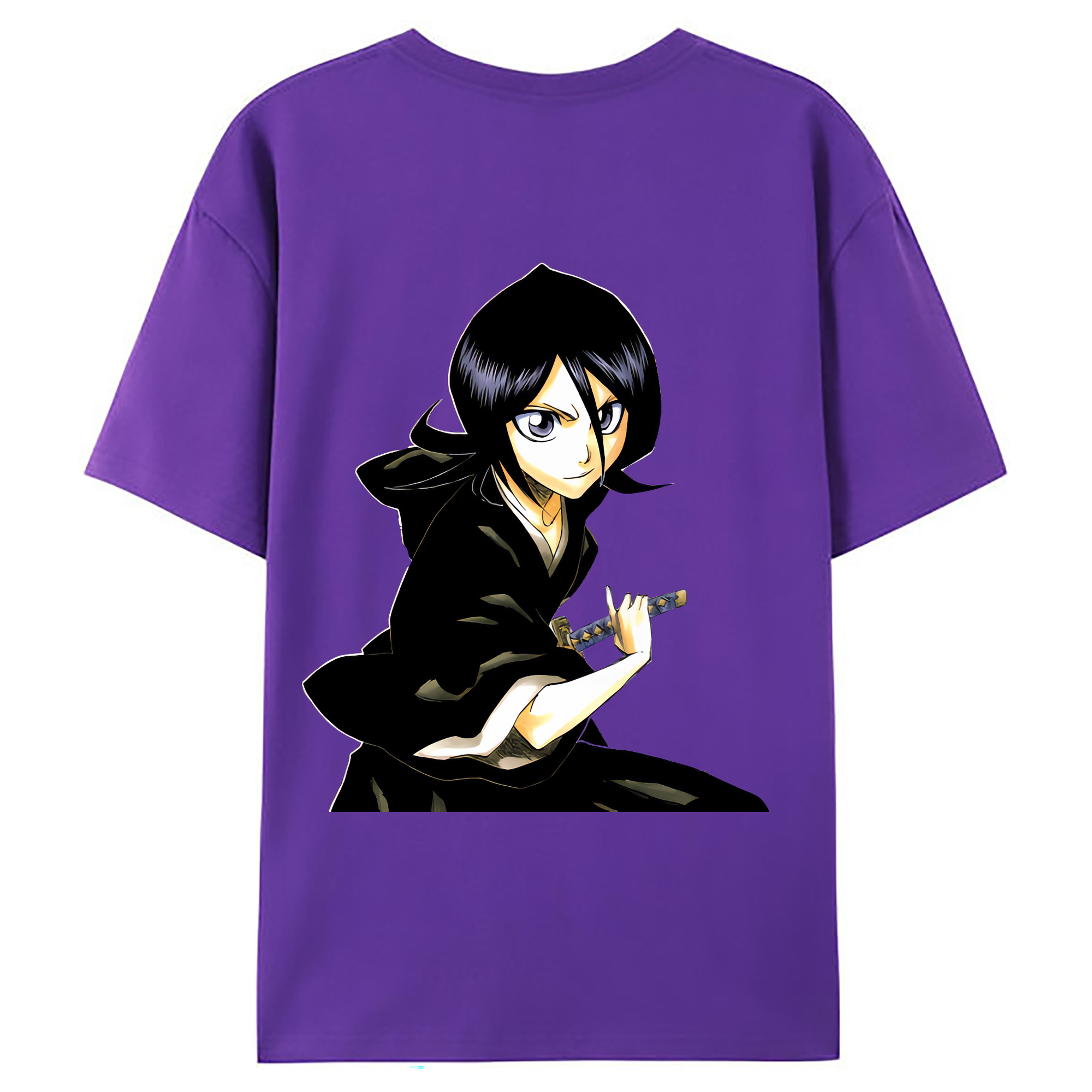 （画像用） ブリーチ 朽木ルキア BLEACH Kuchiki Rukia 綿100％ メンズ半袖Tシャツ（バックプリント） 通気性