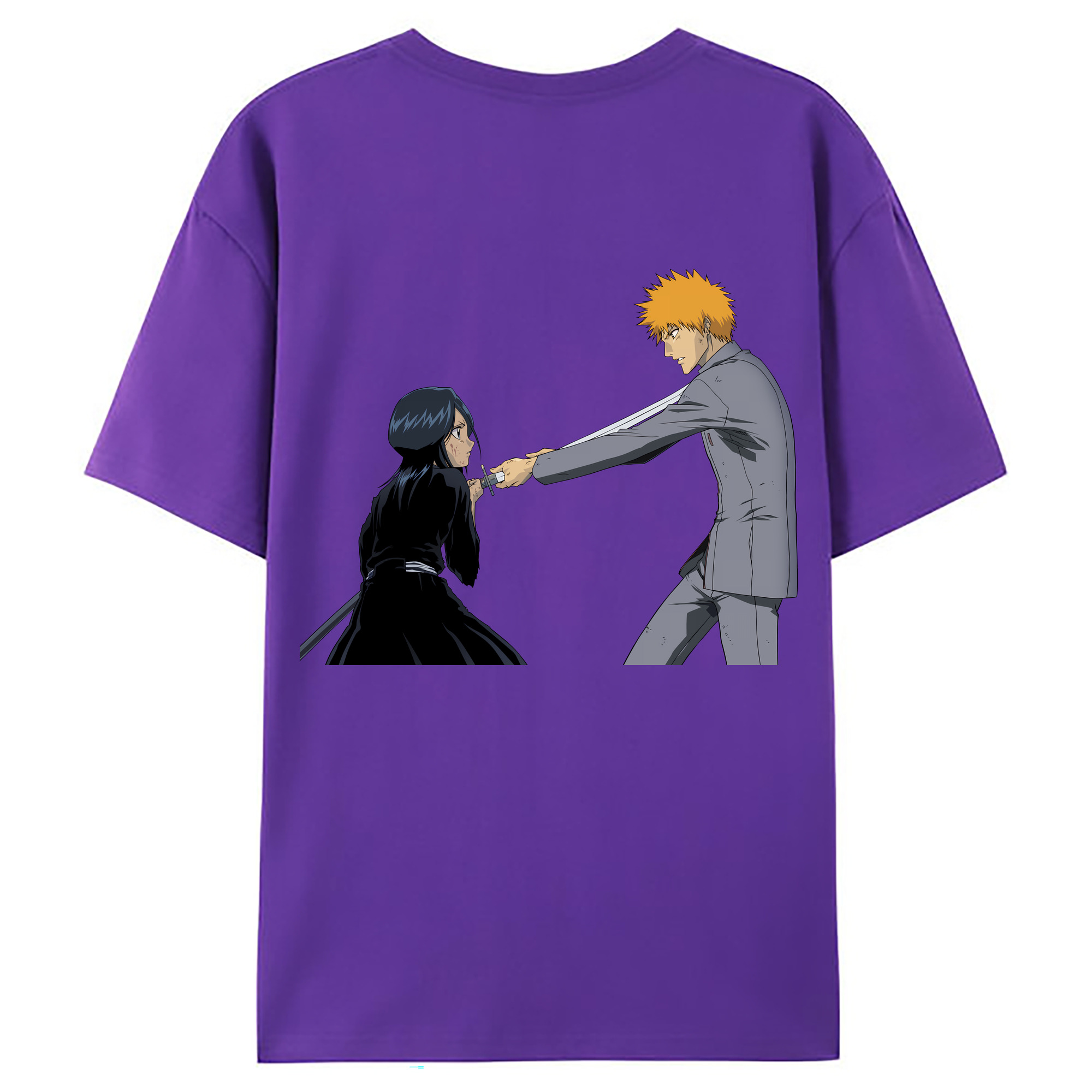（画像用） ブリーチ 朽木ルキア BLEACH Kuchiki Rukia 綿100％ メンズ半袖Tシャツ（バックプリント） 通気性