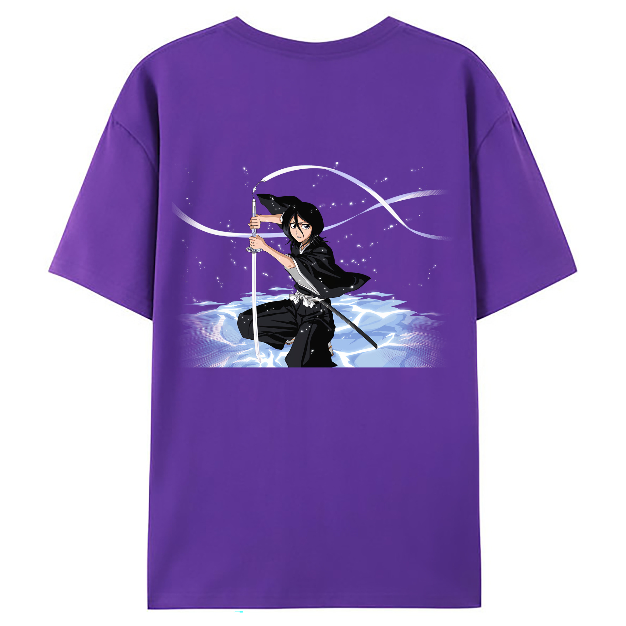（画像用） ブリーチ 朽木ルキア BLEACH Kuchiki Rukia 綿100％ メンズ半袖Tシャツ（バックプリント） 通気性