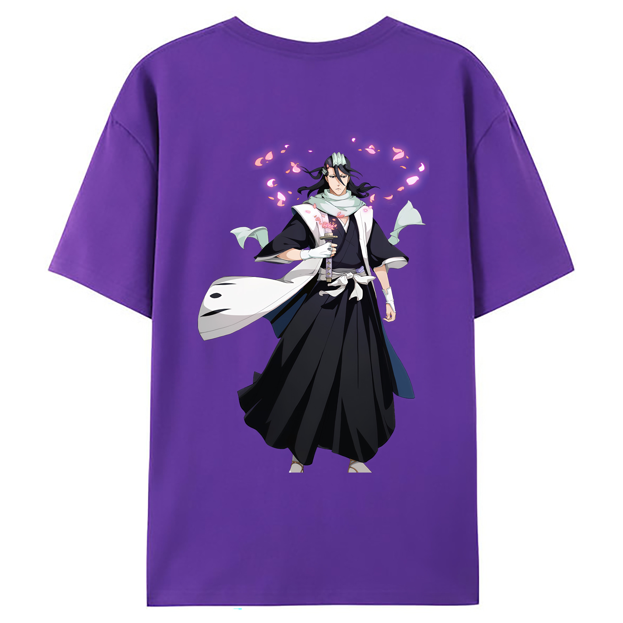 （画像用） ブリーチ くちき びゃくや BLEACH Kuchiki Byakuya 綿100％ メンズ半袖Tシャツ（バックプリント） 通気性