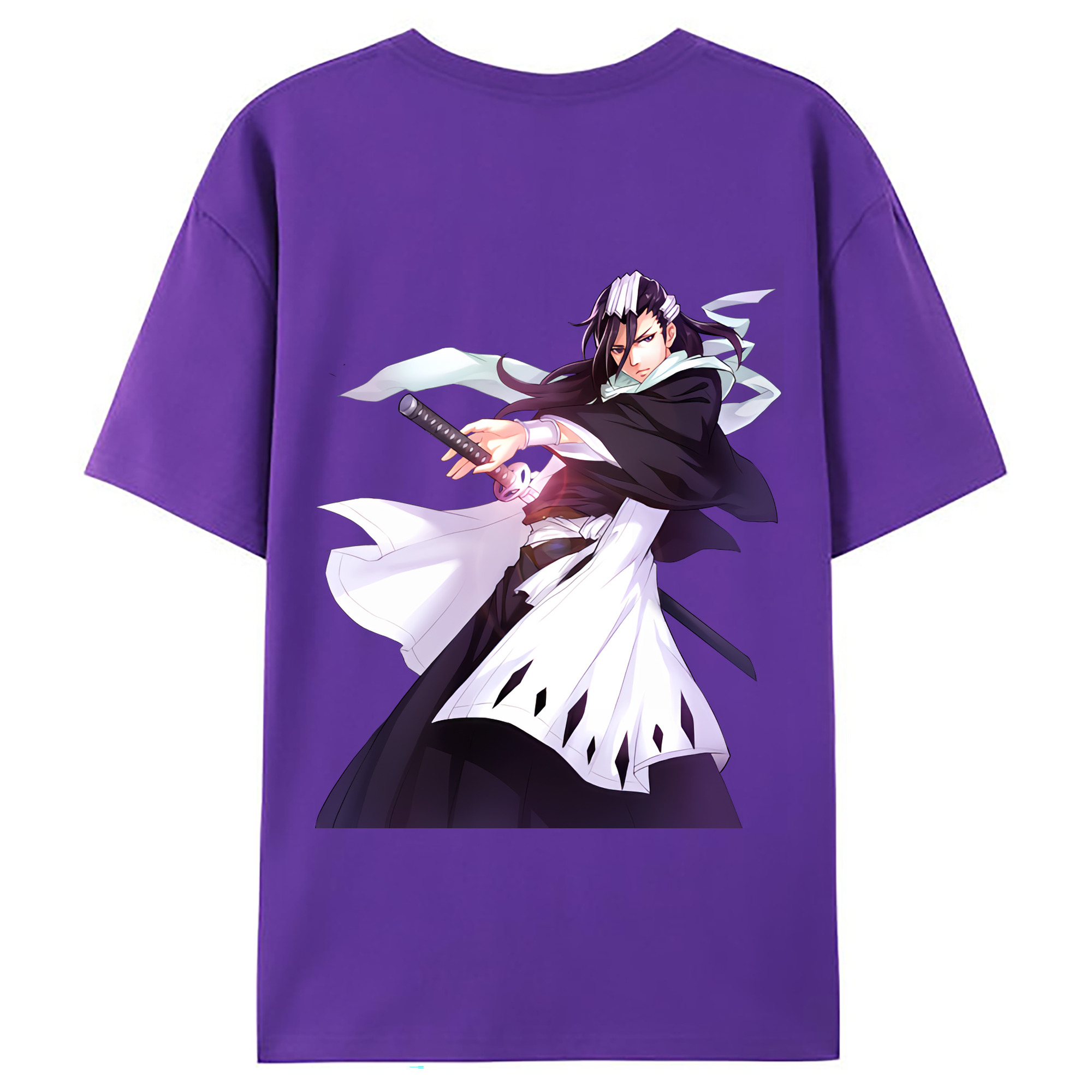 （画像用） ブリーチ くちき びゃくや BLEACH Kuchiki Byakuya 綿100％ メンズ半袖Tシャツ（バックプリント） 通気性