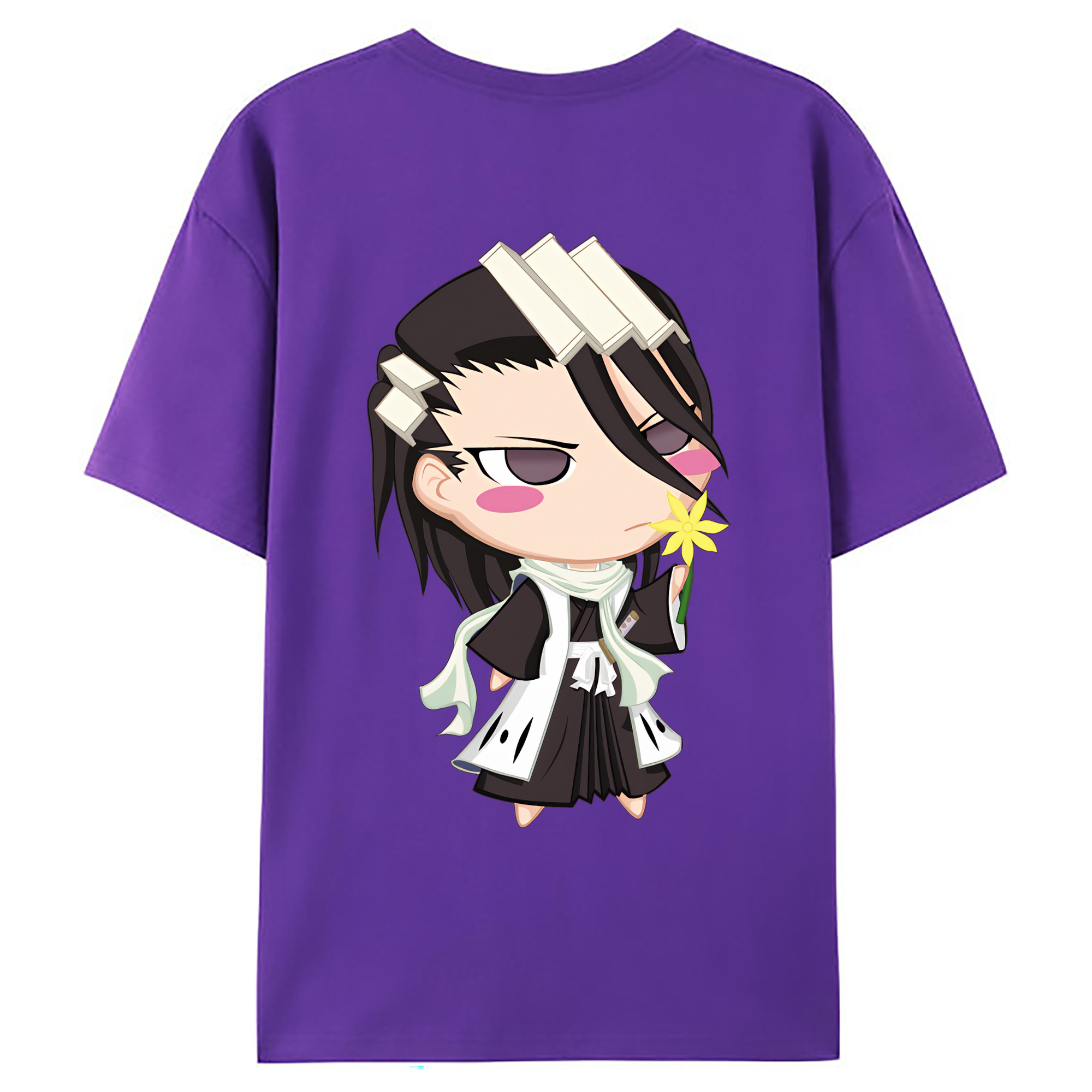（画像用） ブリーチ くちき びゃくや BLEACH Kuchiki Byakuya 綿100％ メンズ半袖Tシャツ（バックプリント） 通気性