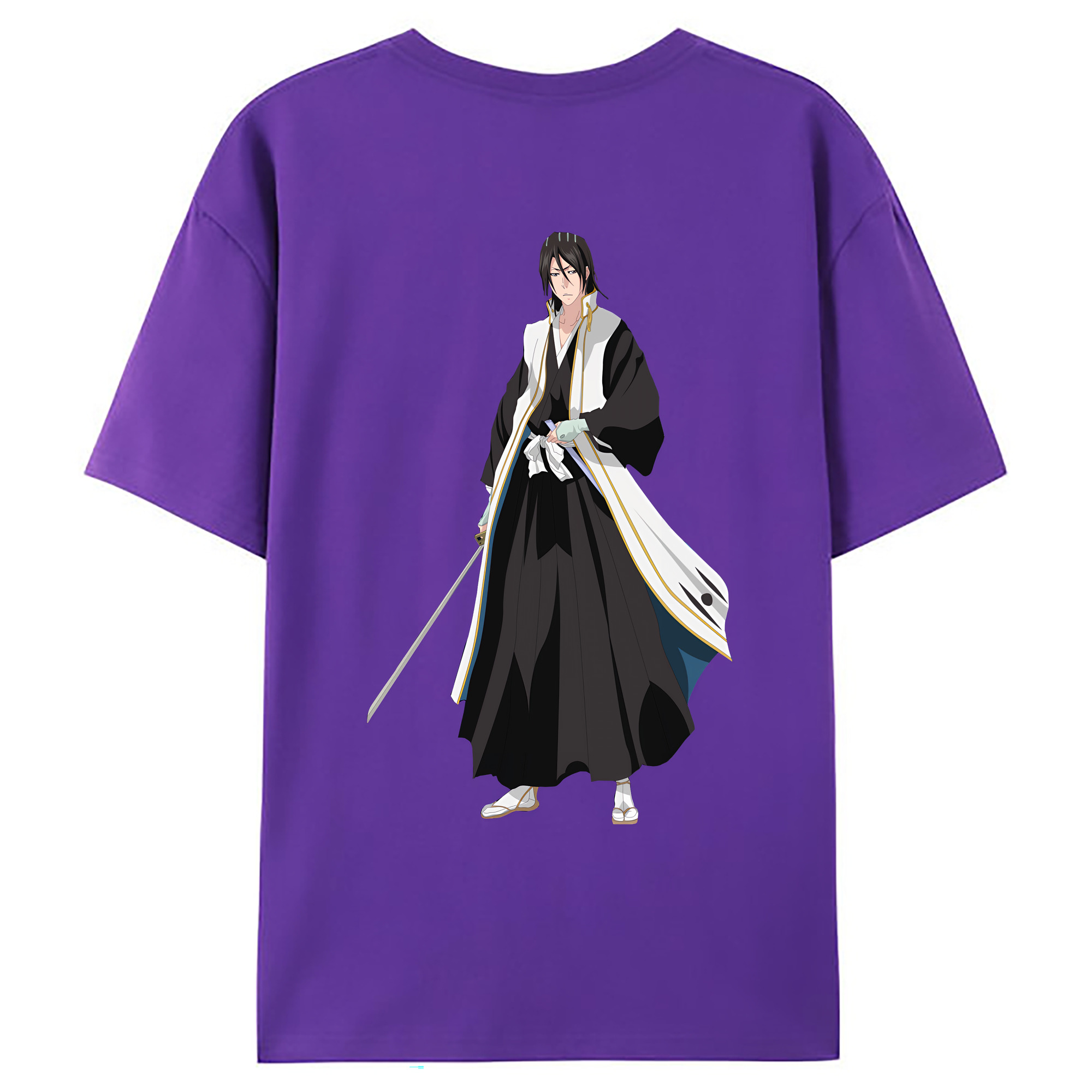 （画像用） ブリーチ くちき びゃくや BLEACH Kuchiki Byakuya 綿100％ メンズ半袖Tシャツ（バックプリント） 通気性