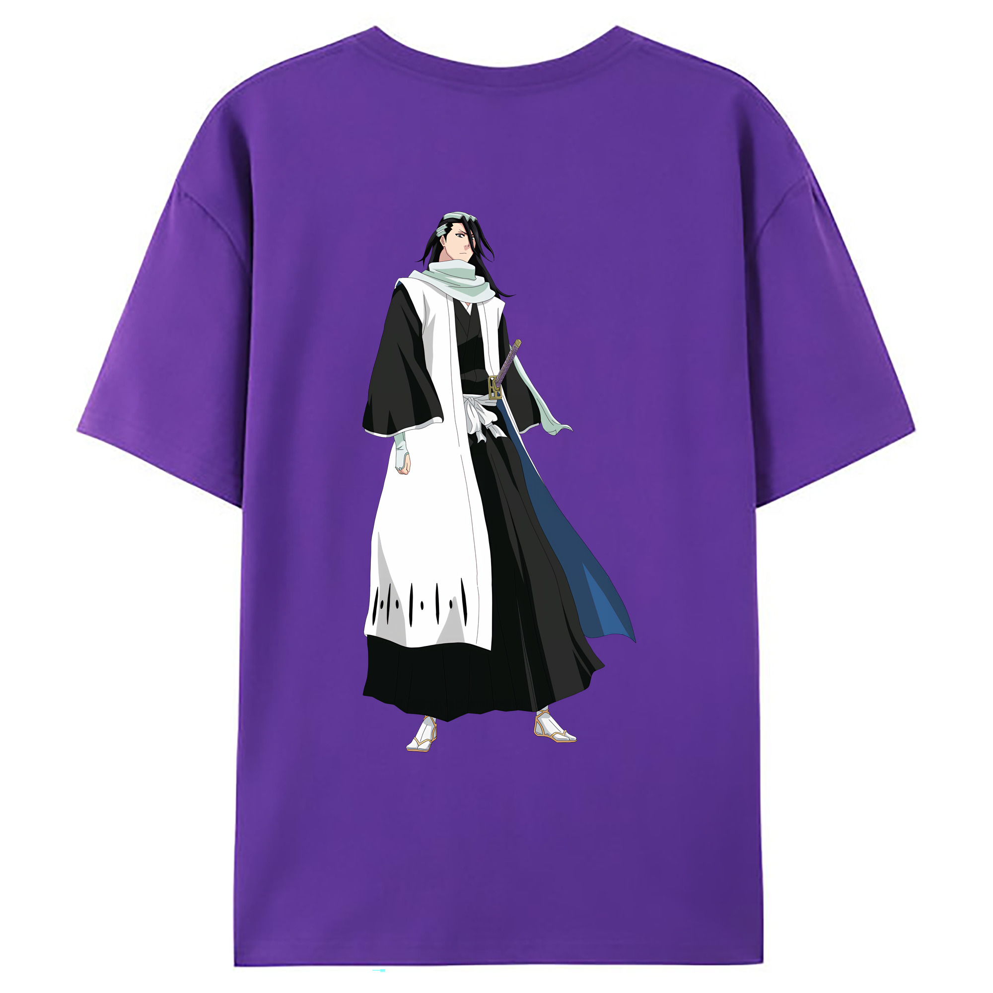 （画像用） ブリーチ くちき びゃくや BLEACH Kuchiki Byakuya 綿100％ メンズ半袖Tシャツ（バックプリント） 通気性