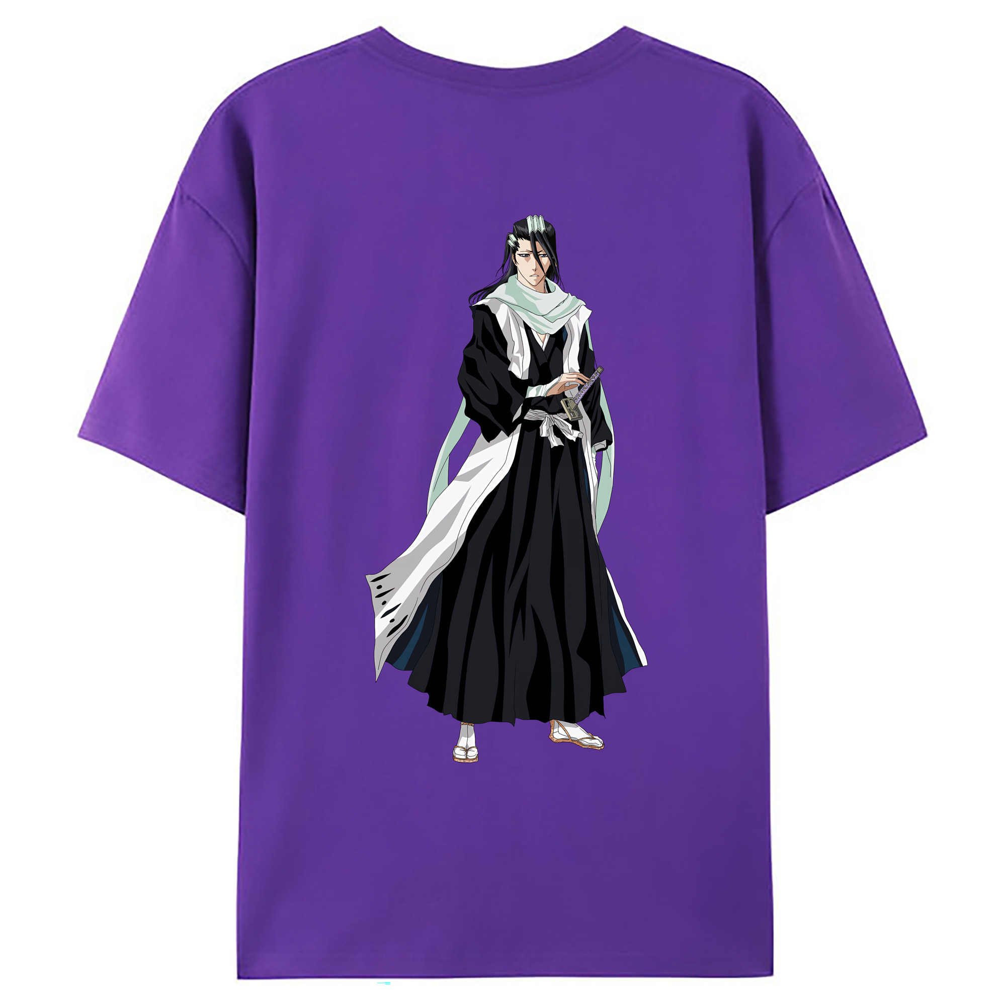 （画像用） ブリーチ くちき びゃくや BLEACH Kuchiki Byakuya 綿100％ メンズ半袖Tシャツ（バックプリント） 通気性