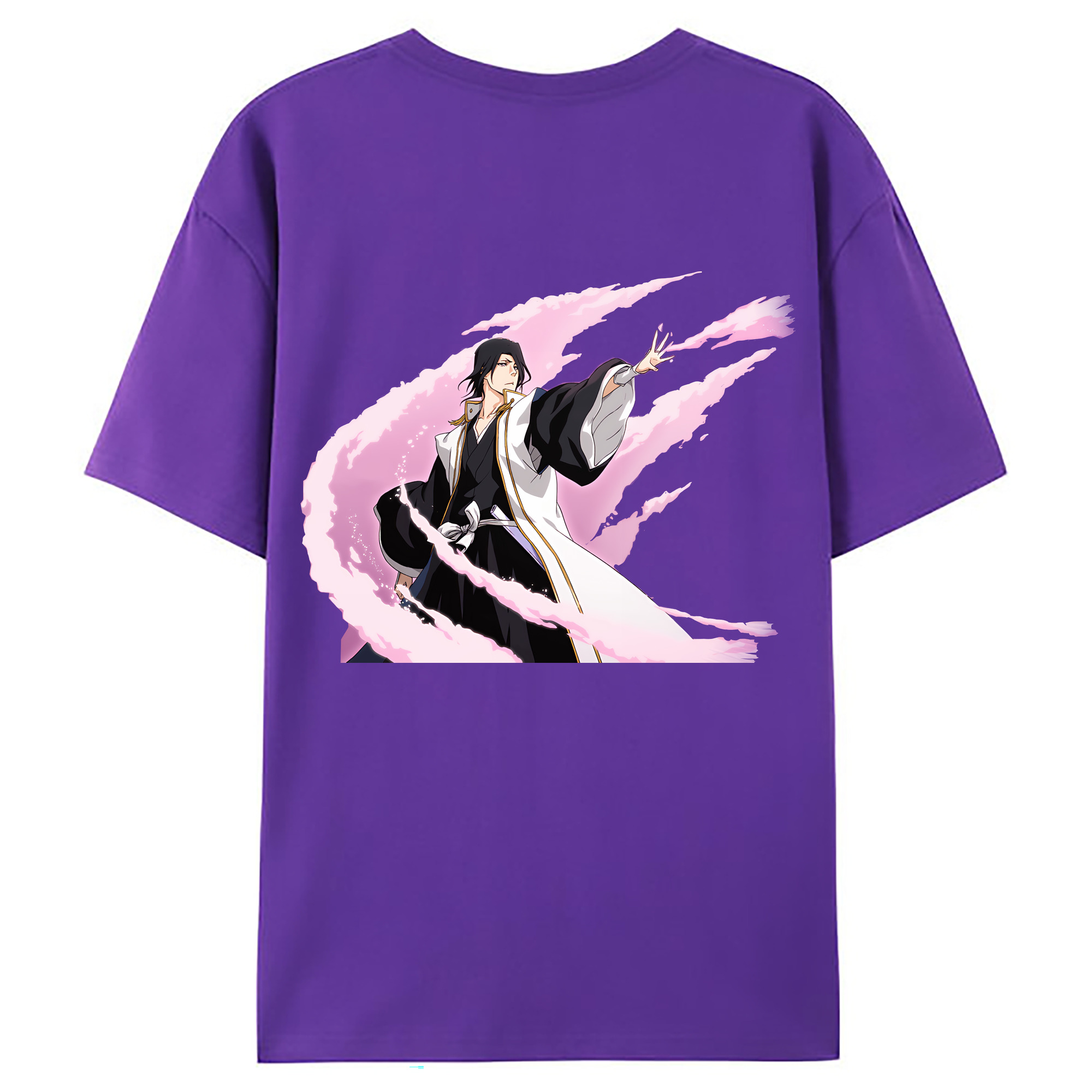 （画像用） ブリーチ くちき びゃくや BLEACH Kuchiki Byakuya 綿100％ メンズ半袖Tシャツ（バックプリント） 通気性