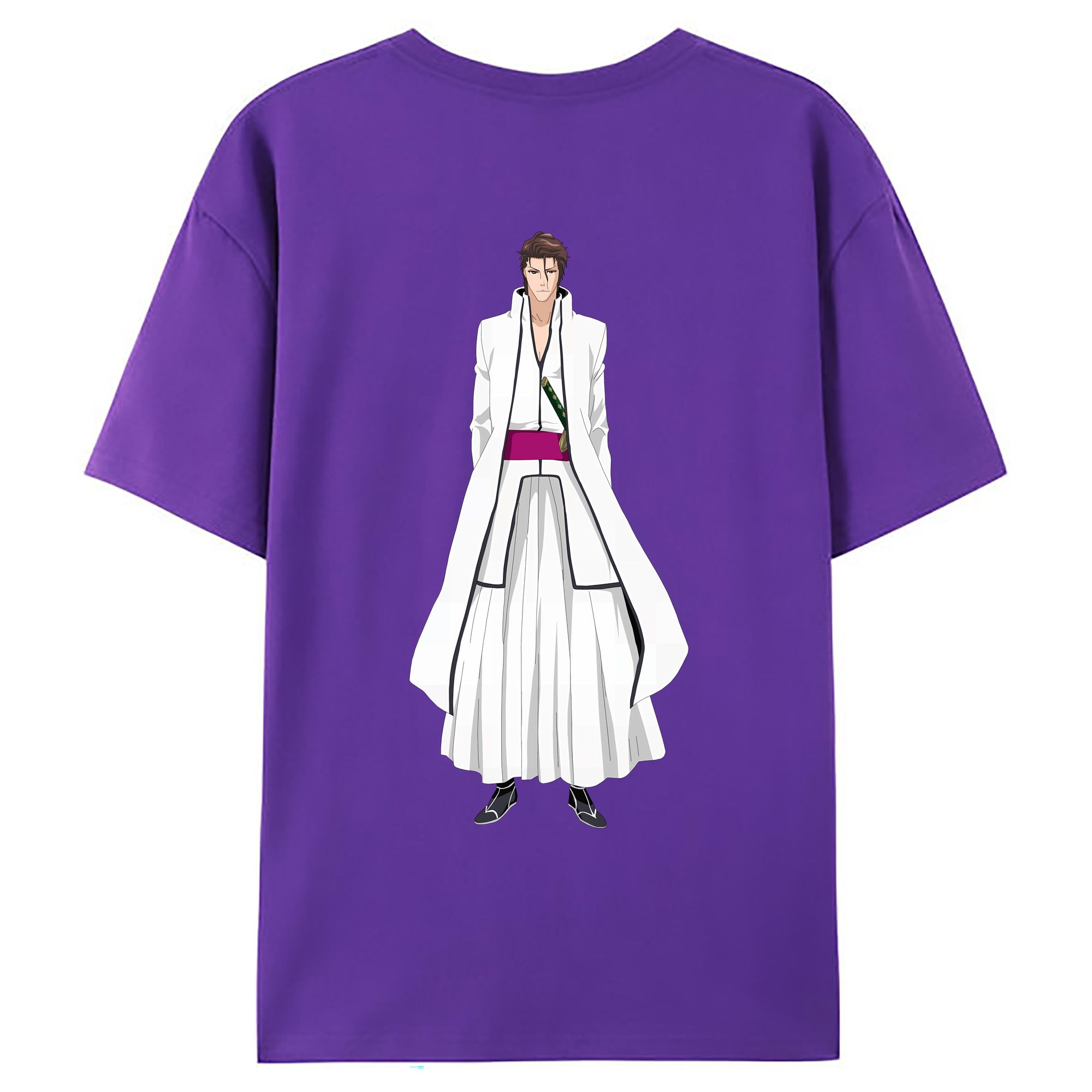 （画像用） ブリーチ 藍染 惣右介（あいぜん そうすけ） BLEACH Aizen Sousuke 綿100％ メンズ半袖Tシャツ（バックプリント） 通気性