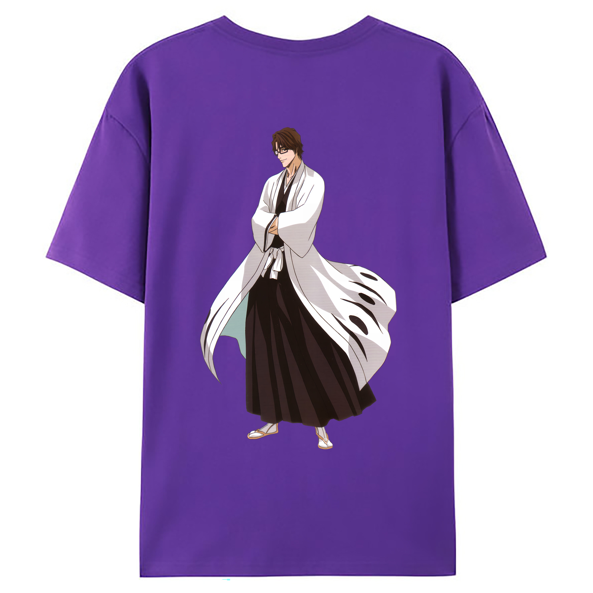 （画像用） ブリーチ 藍染 惣右介（あいぜん そうすけ） BLEACH Aizen Sousuke 綿100％ メンズ半袖Tシャツ（バックプリント） 通気性