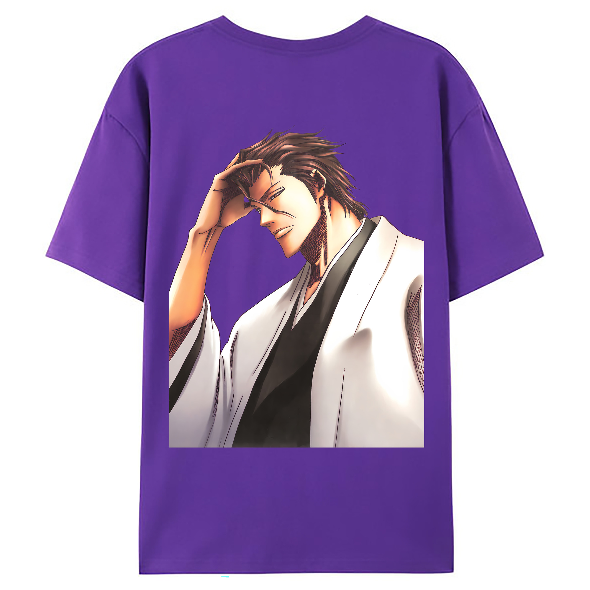 （画像用） ブリーチ 藍染 惣右介（あいぜん そうすけ） BLEACH Aizen Sousuke 綿100％ メンズ半袖Tシャツ（バックプリント） 通気性