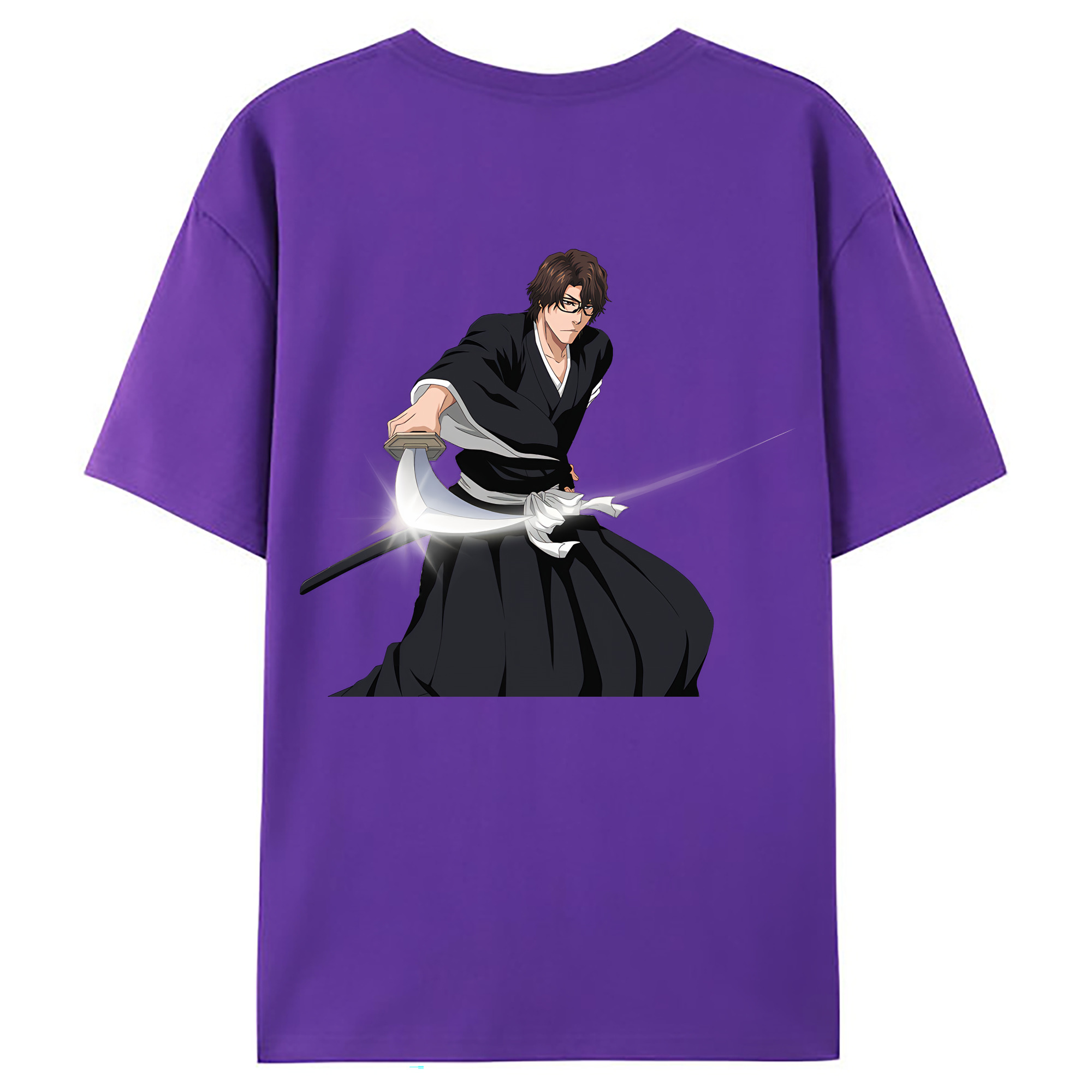 （画像用） ブリーチ 藍染 惣右介（あいぜん そうすけ） BLEACH Aizen Sousuke 綿100％ メンズ半袖Tシャツ（バックプリント） 通気性