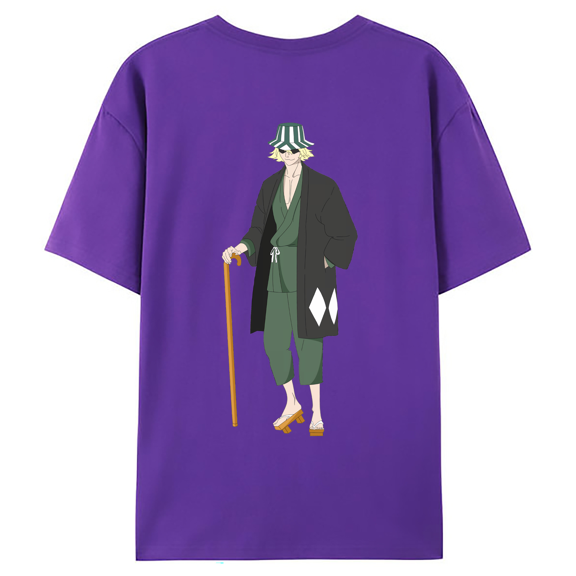 （画像用） "ブリーチ 浦原 喜助（うらはら きすけ） BLEACH Urahara Kisuke " 綿100％ メンズ半袖Tシャツ（バックプリント） 通気性