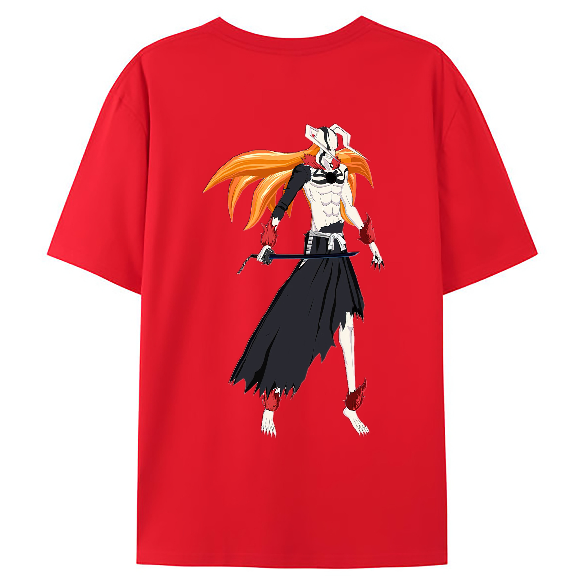 （画像用） ブリーチ 黒崎一護（くろさき いちご）BLEACH Kurosaki Ichigo 綿100％ メンズ半袖Tシャツ（バックプリント） 通気性