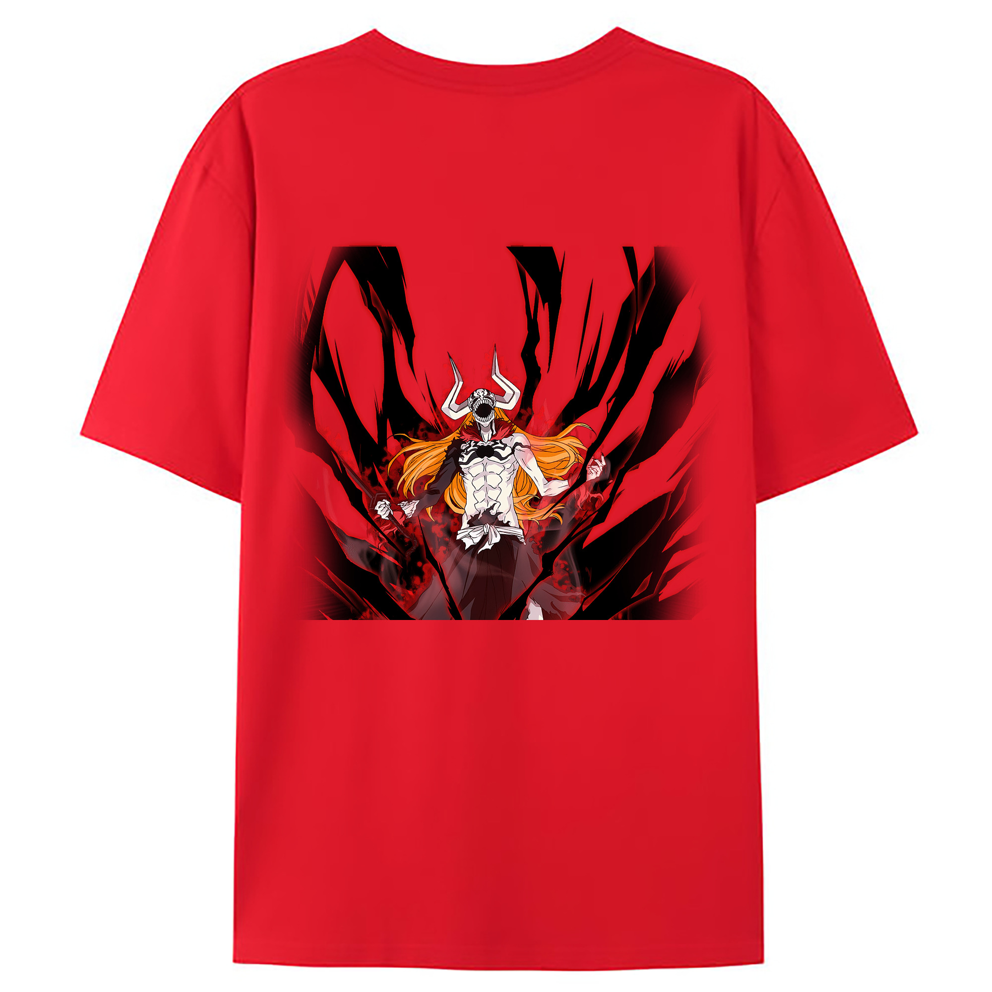 （画像用） ブリーチ 黒崎一護（くろさき いちご）BLEACH Kurosaki Ichigo 綿100％ メンズ半袖Tシャツ（バックプリント） 通気性