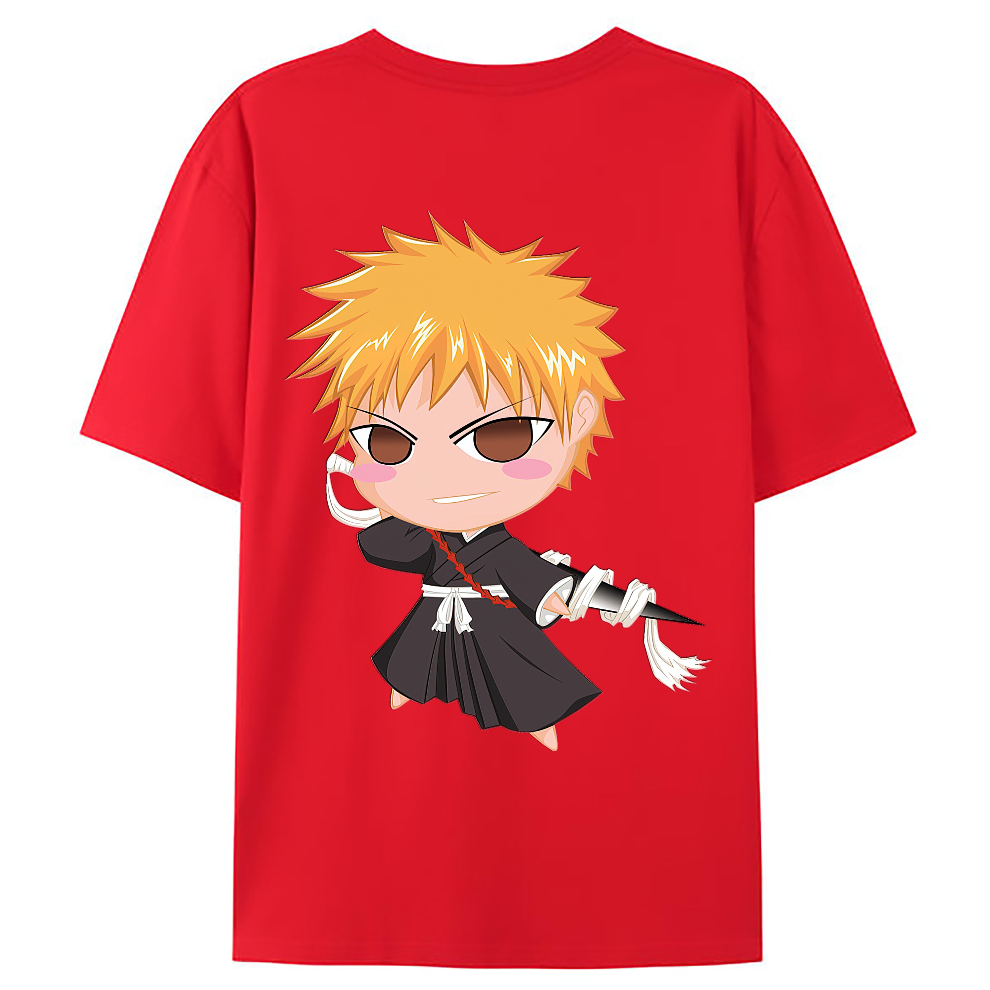 （画像用） ブリーチ 黒崎一護（くろさき いちご）BLEACH Kurosaki Ichigo 綿100％ メンズ半袖Tシャツ（バックプリント） 通気性