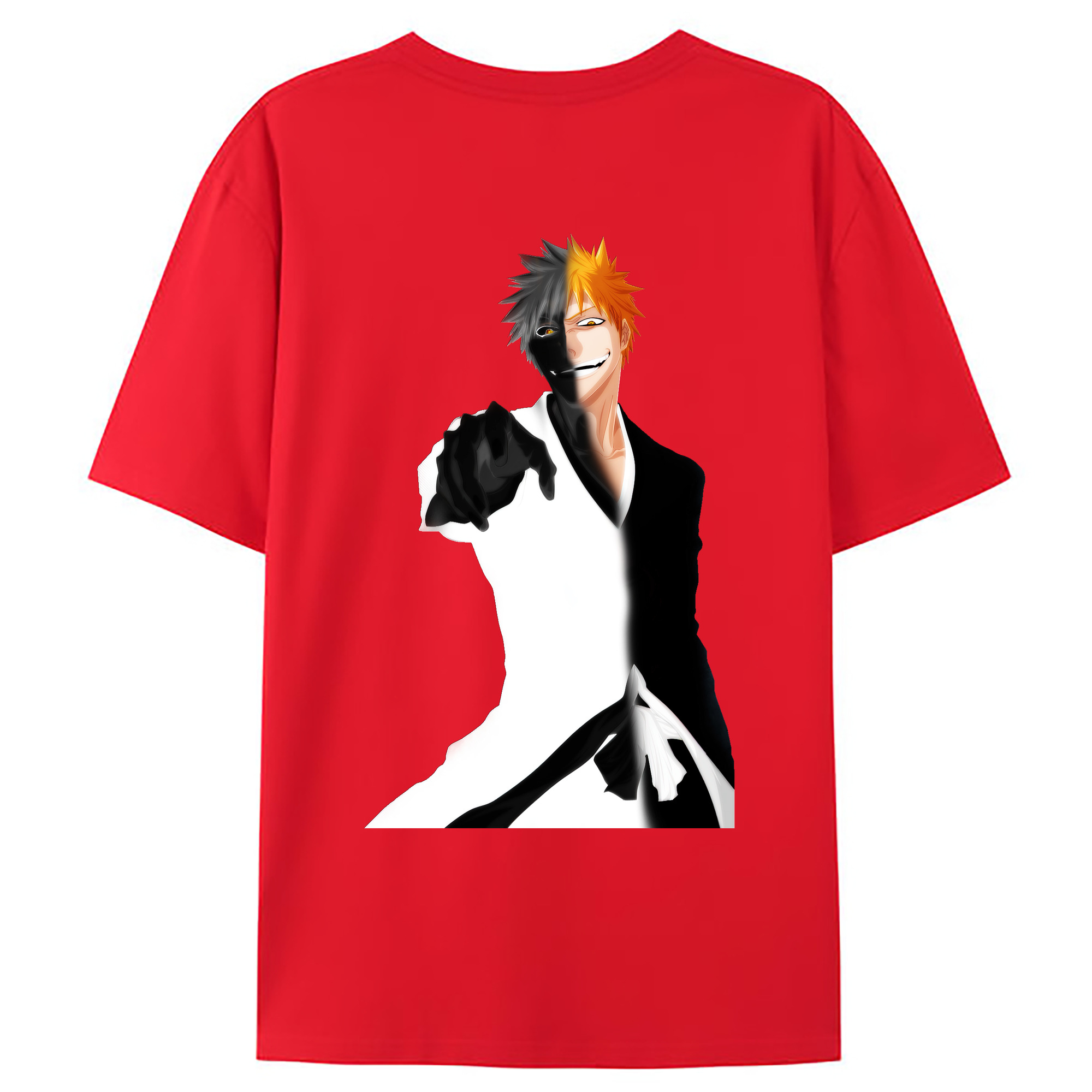 （画像用） ブリーチ 黒崎一護（くろさき いちご）BLEACH Kurosaki Ichigo 綿100％ メンズ半袖Tシャツ（バックプリント） 通気性