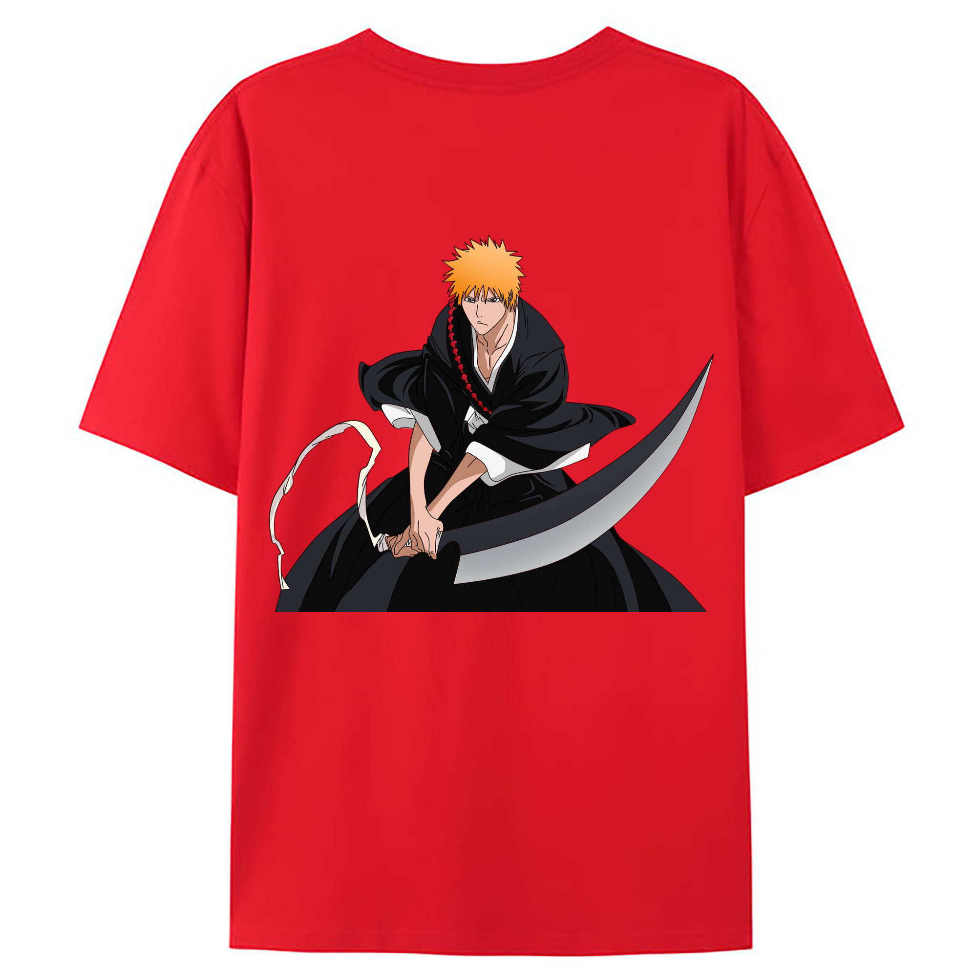 （画像用） ブリーチ 黒崎一護（くろさき いちご）BLEACH Kurosaki Ichigo 綿100％ メンズ半袖Tシャツ（バックプリント） 通気性