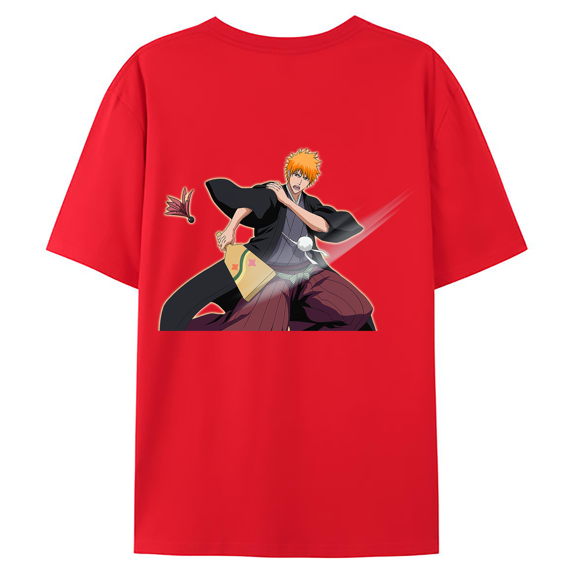 （画像用） ブリーチ 黒崎一護（くろさき いちご）BLEACH Kurosaki Ichigo 綿100％ メンズ半袖Tシャツ（バックプリント） 通気性
