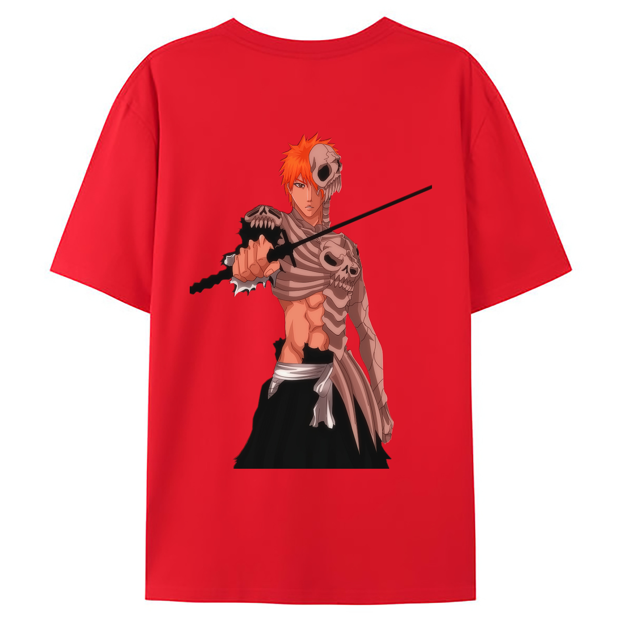 （画像用） ブリーチ 黒崎一護（くろさき いちご）BLEACH Kurosaki Ichigo 綿100％ メンズ半袖Tシャツ（バックプリント） 通気性