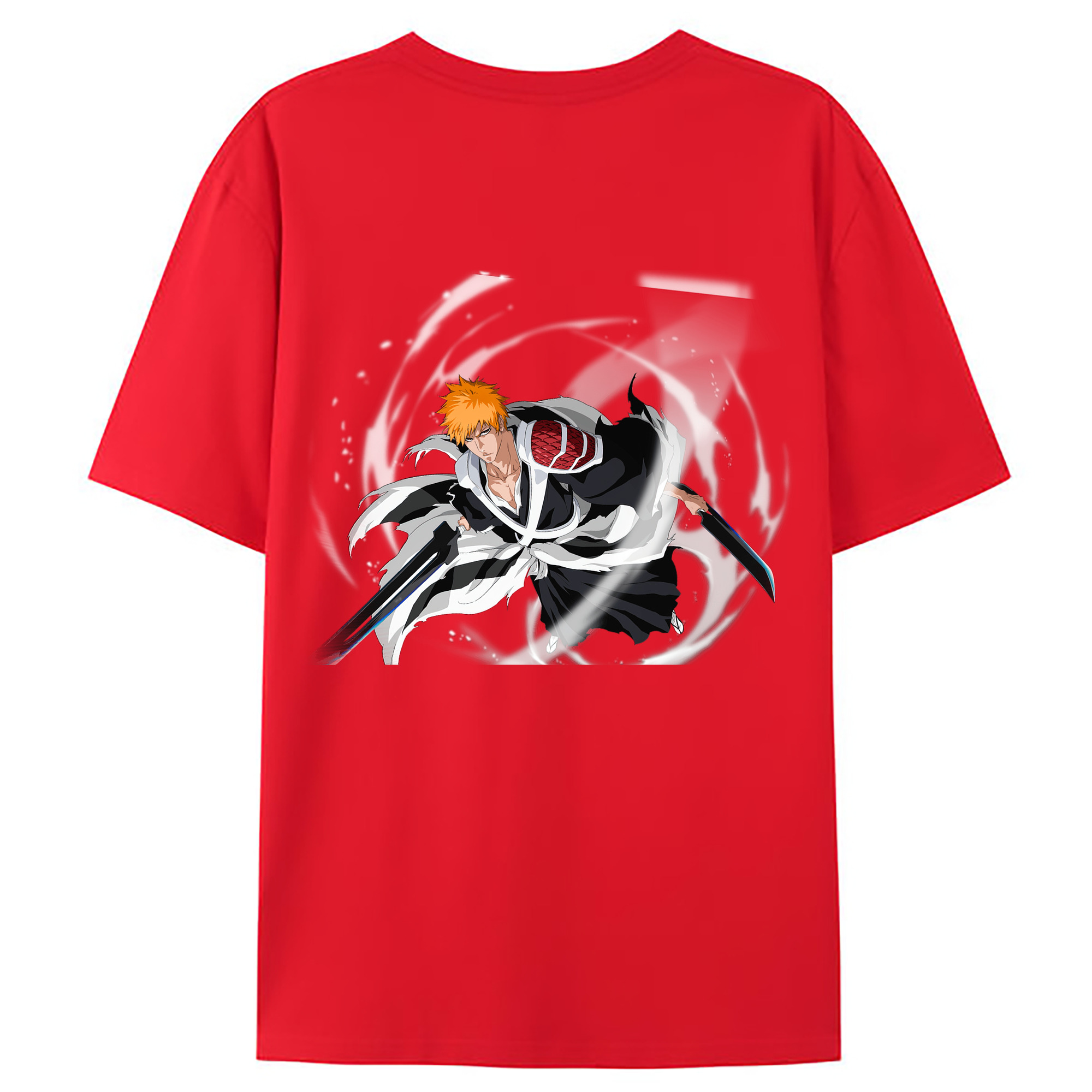 （画像用） ブリーチ 黒崎一護（くろさき いちご）BLEACH Kurosaki Ichigo 綿100％ メンズ半袖Tシャツ（バックプリント） 通気性