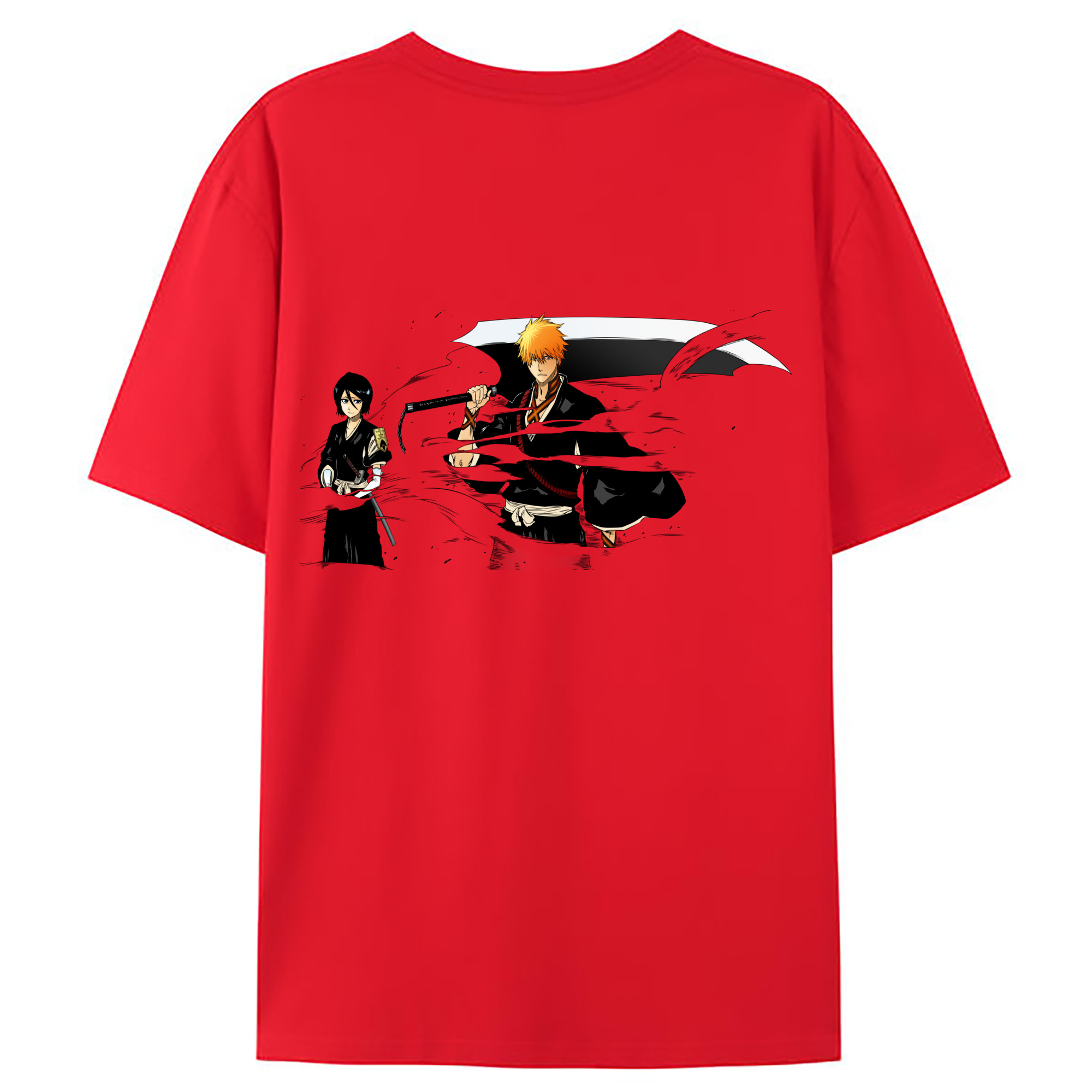 （画像用） ブリーチ 黒崎一護（くろさき いちご）BLEACH Kurosaki Ichigo 綿100％ メンズ半袖Tシャツ（バックプリント） 通気性