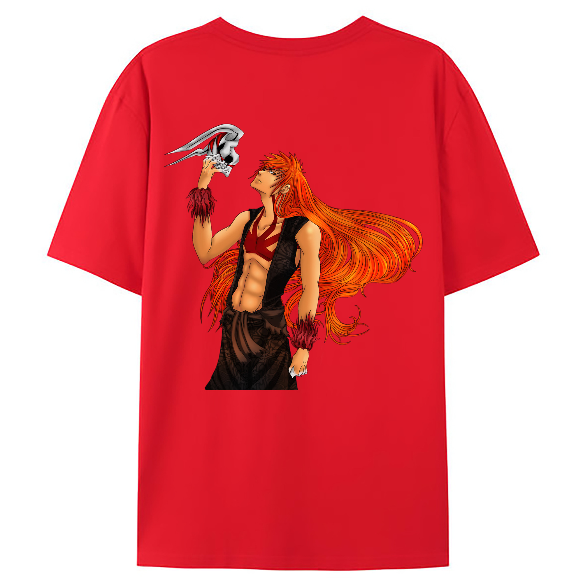 （画像用） ブリーチ 黒崎一護（くろさき いちご）BLEACH Kurosaki Ichigo 綿100％ メンズ半袖Tシャツ（バックプリント） 通気性