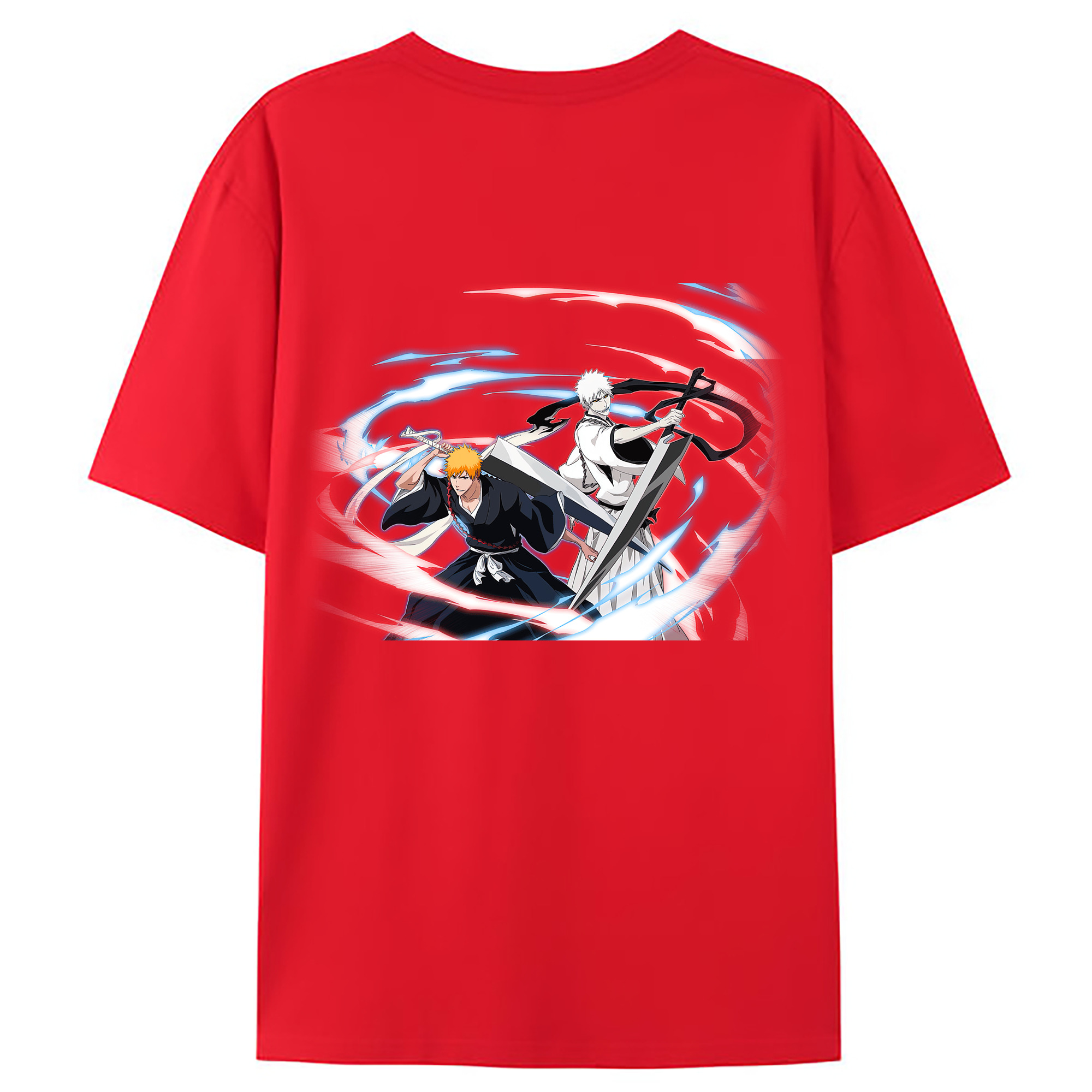 （画像用） ブリーチ 黒崎一護（くろさき いちご）BLEACH Kurosaki Ichigo 綿100％ メンズ半袖Tシャツ（バックプリント） 通気性