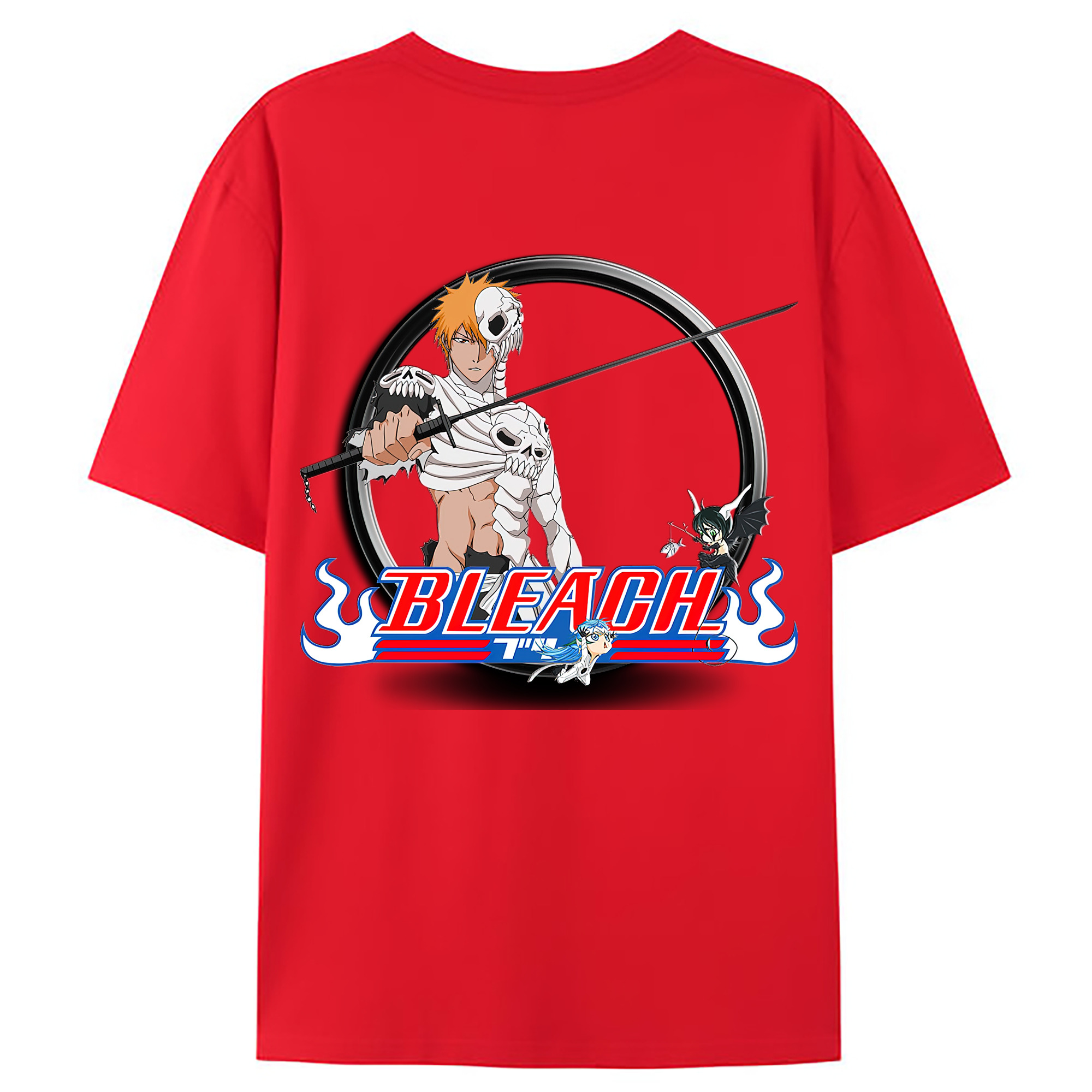 （画像用） ブリーチ 黒崎一護（くろさき いちご）BLEACH Kurosaki Ichigo 綿100％ メンズ半袖Tシャツ（バックプリント） 通気性