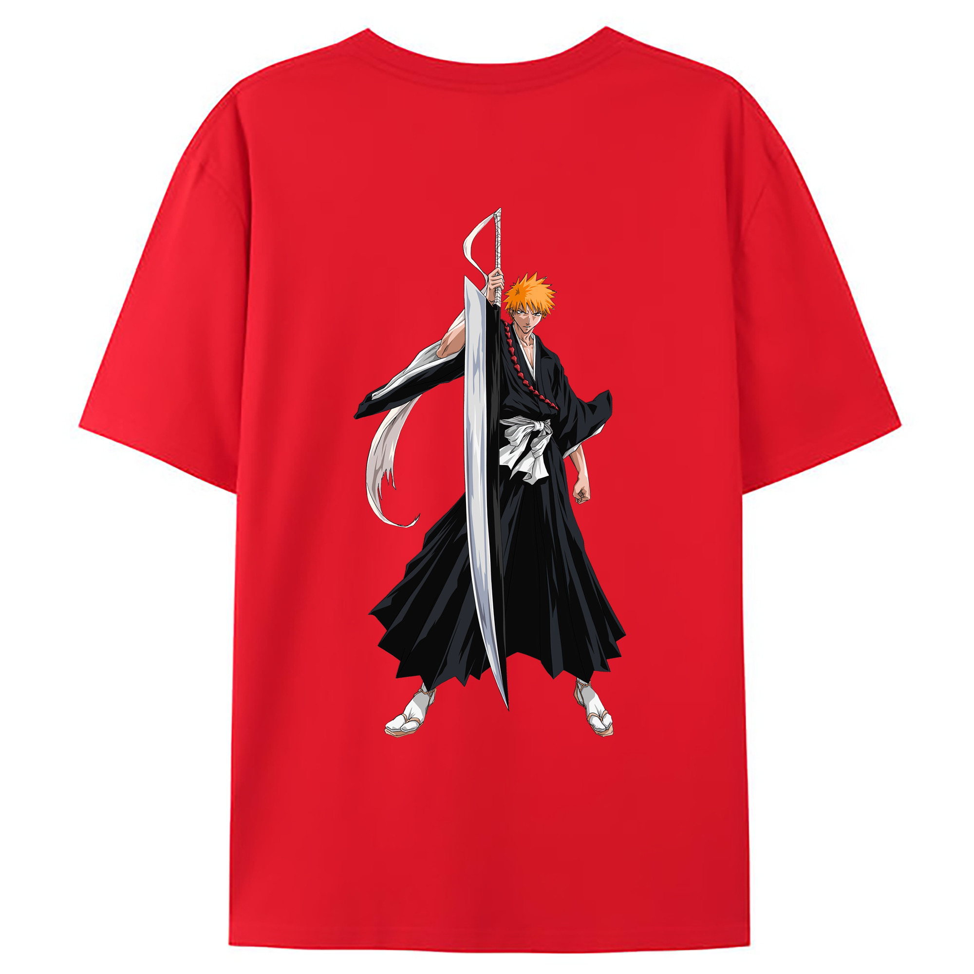 （画像用） ブリーチ 黒崎一護（くろさき いちご）BLEACH Kurosaki Ichigo 綿100％ メンズ半袖Tシャツ（バックプリント） 通気性