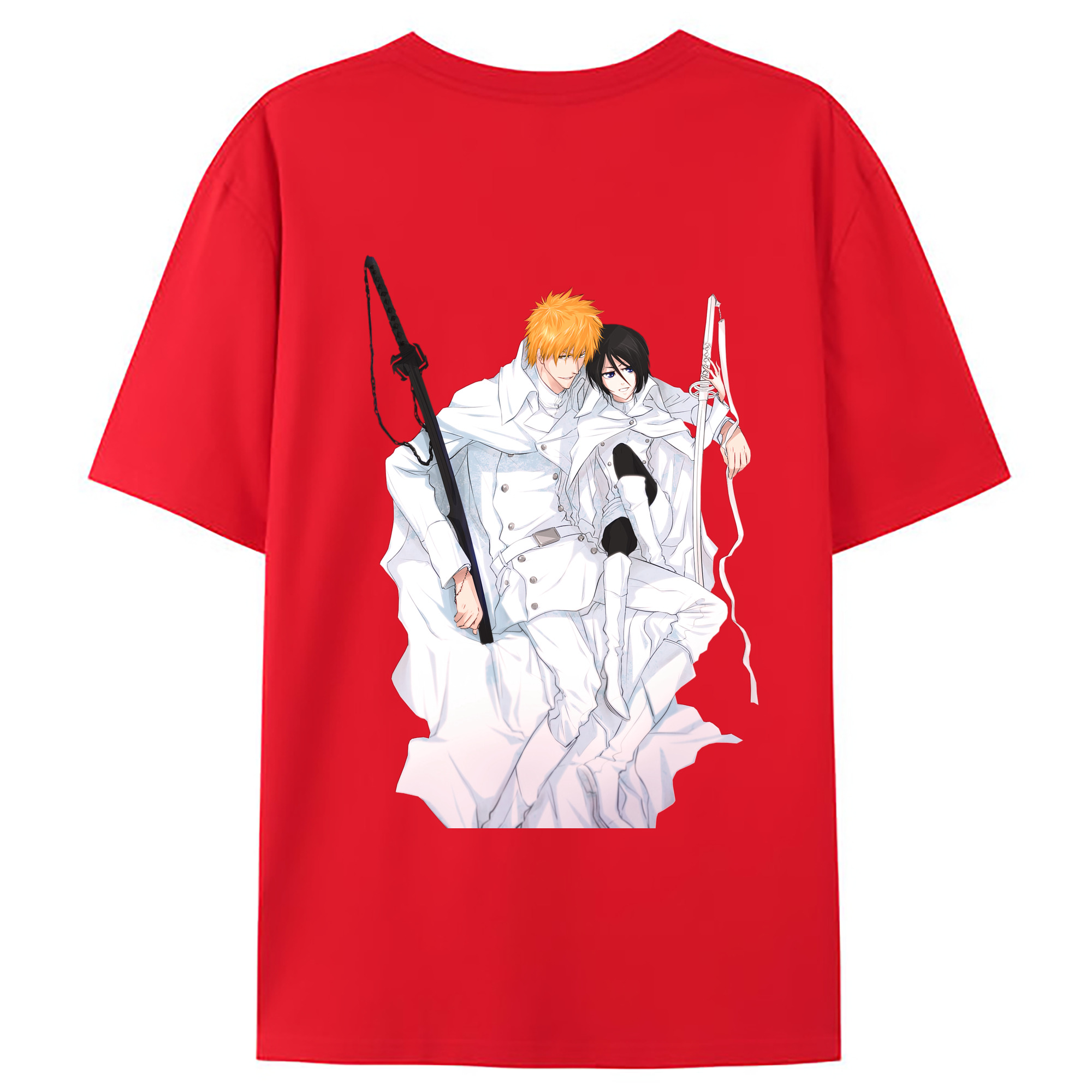 （画像用） ブリーチ 黒崎一護（くろさき いちご）BLEACH Kurosaki Ichigo 綿100％ メンズ半袖Tシャツ（バックプリント） 通気性