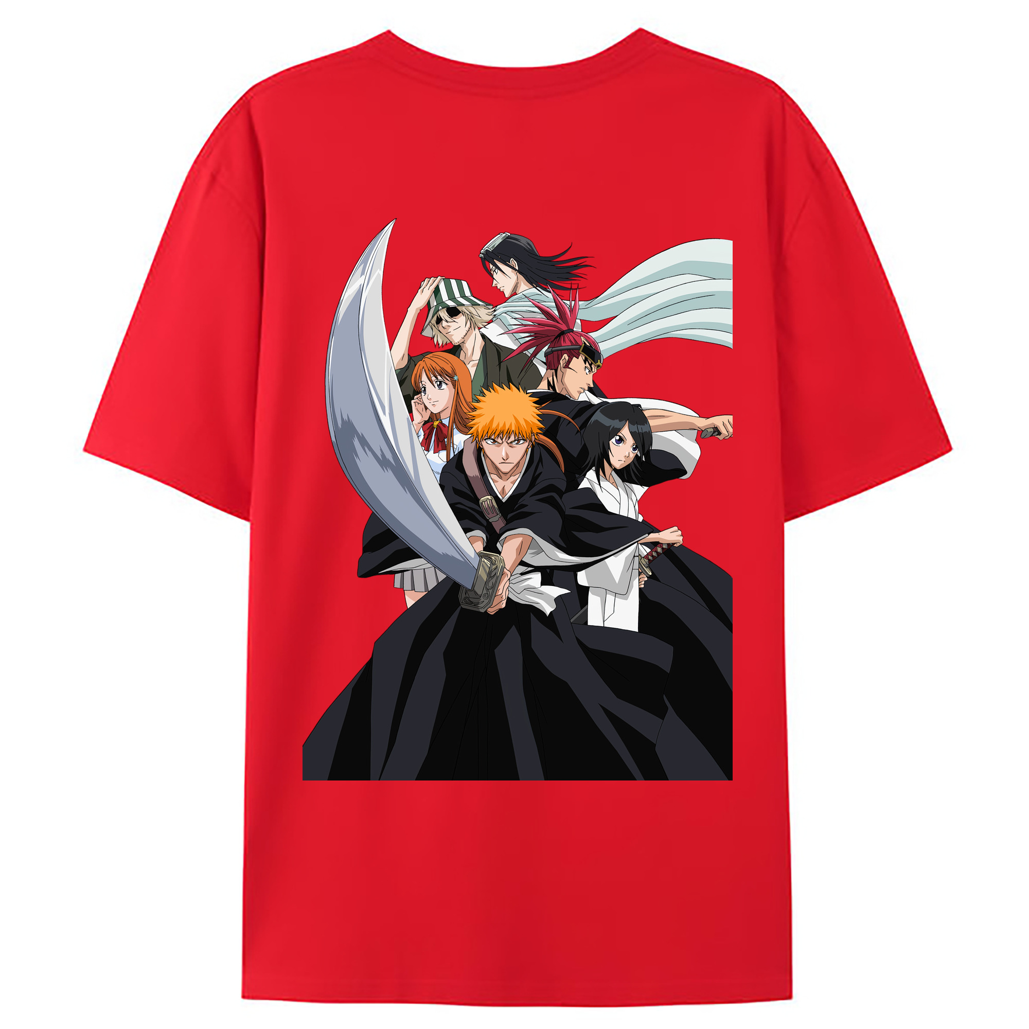 （画像用） ブリーチ 黒崎一護（くろさき いちご）BLEACH Kurosaki Ichigo 綿100％ メンズ半袖Tシャツ（バックプリント） 通気性