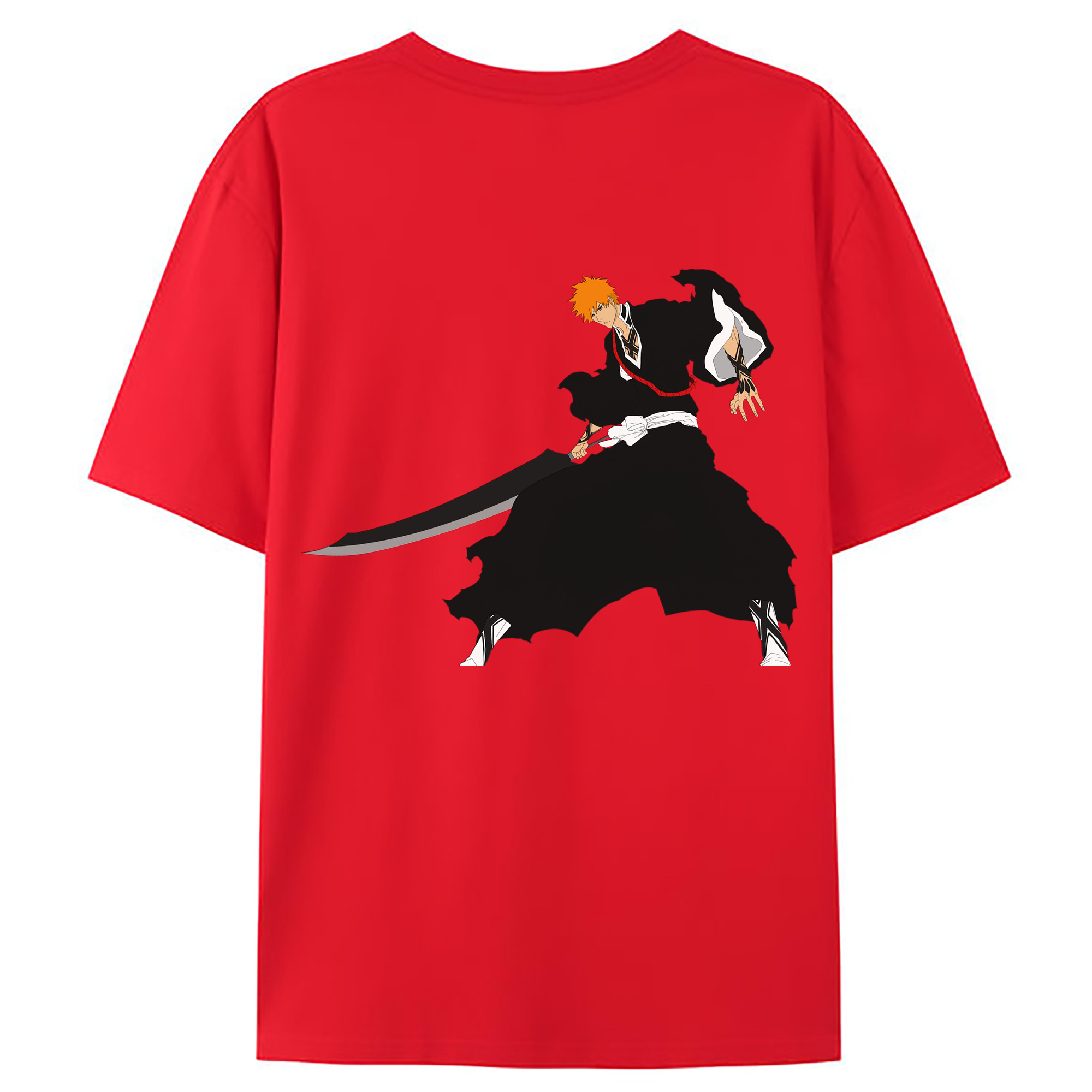 （画像用） ブリーチ 黒崎一護（くろさき いちご）BLEACH Kurosaki Ichigo 綿100％ メンズ半袖Tシャツ（バックプリント） 通気性