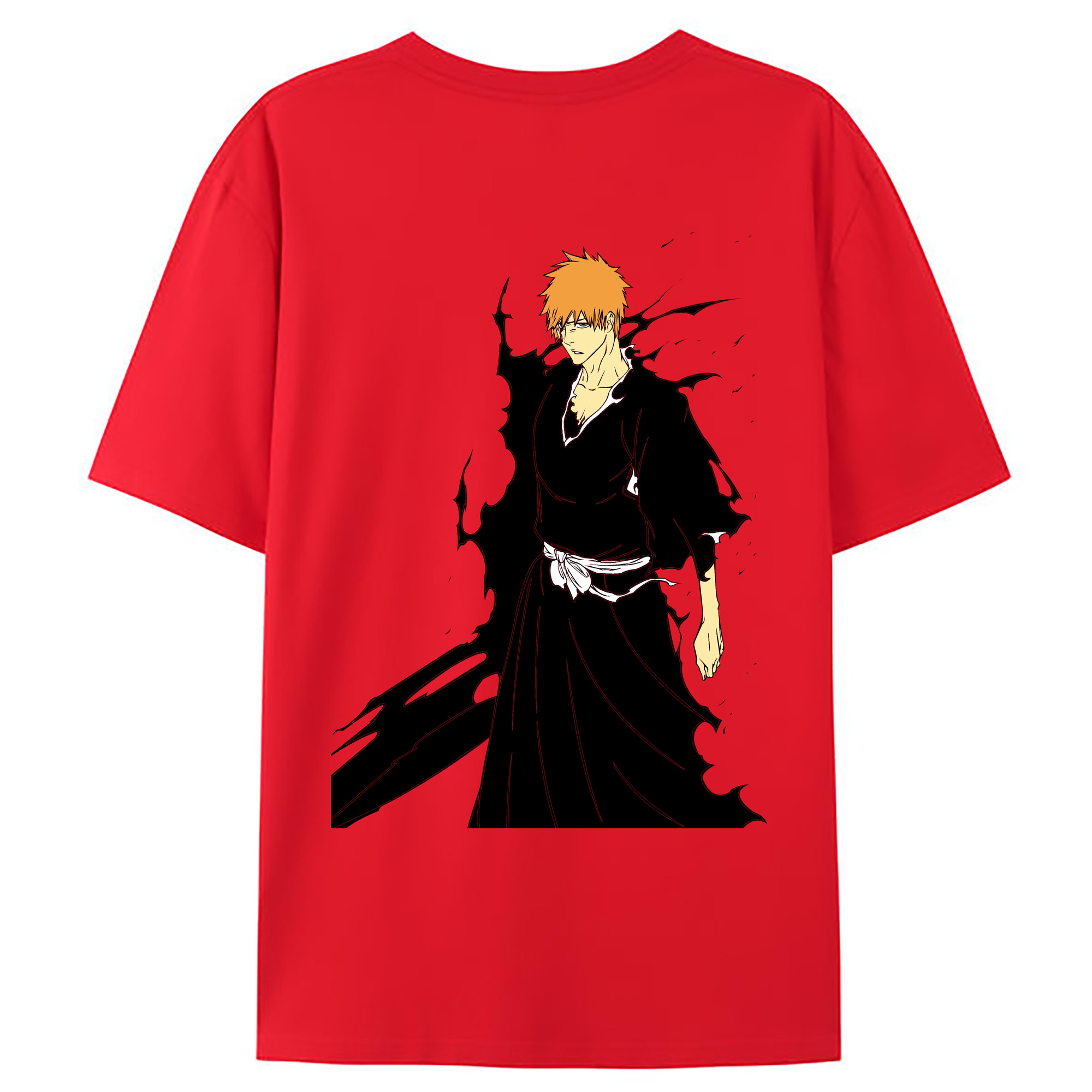 （画像用） ブリーチ 黒崎一護（くろさき いちご）BLEACH Kurosaki Ichigo 綿100％ メンズ半袖Tシャツ（バックプリント） 通気性
